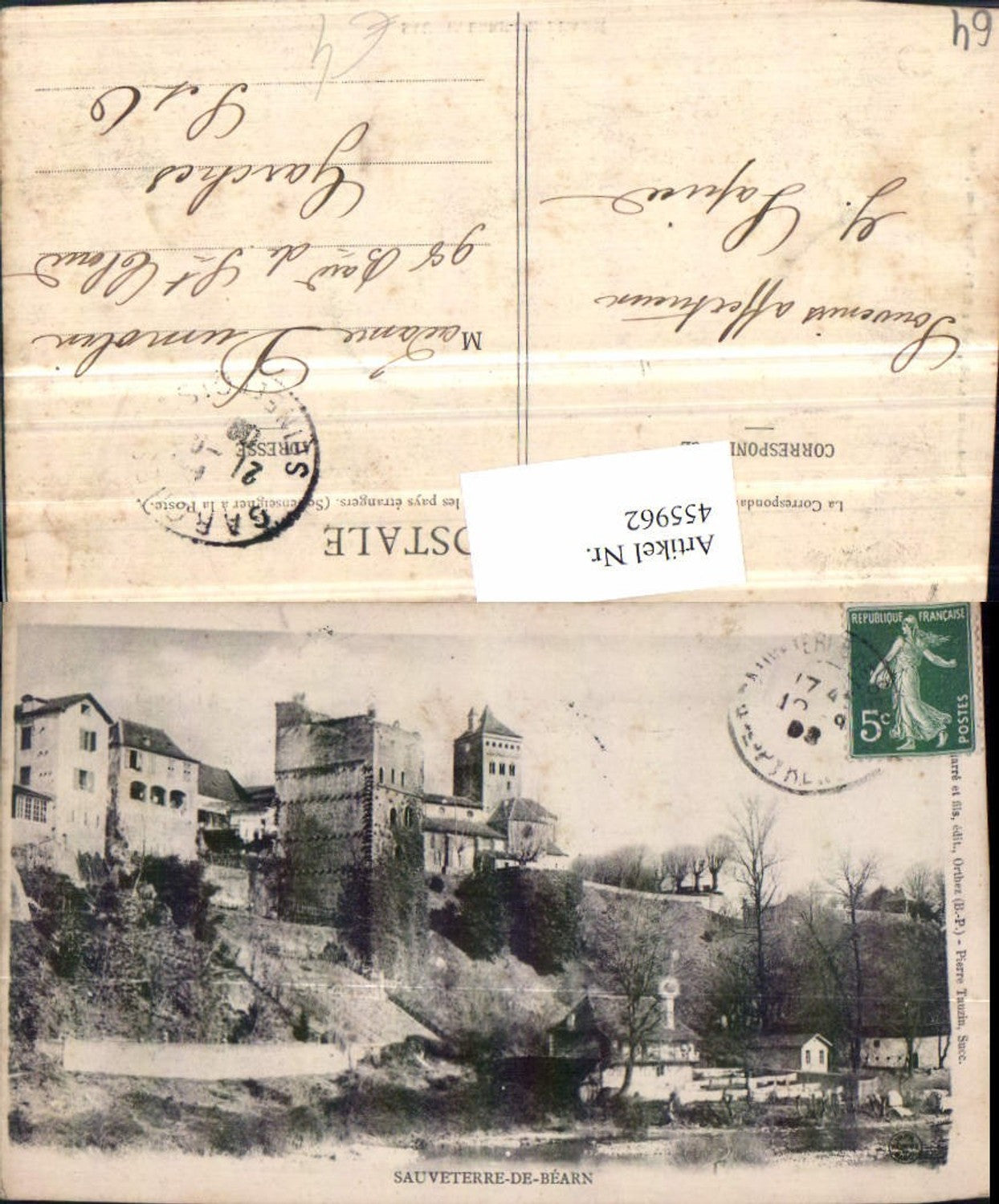455962,Aquitanien Pyrenees-Atlantiques Sauveterre-de-Bearn Teilansicht Turm