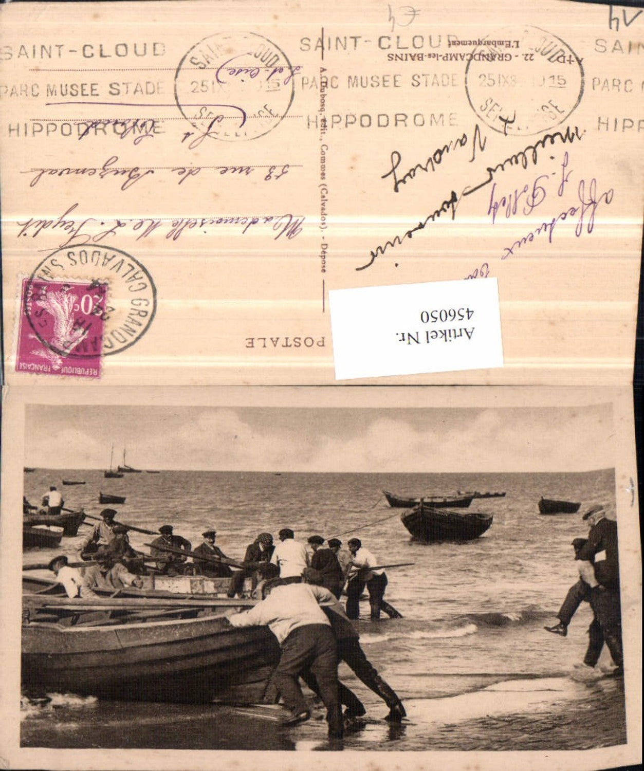 456050,Basse-Normandie Calvados Grancamp-les-Bains Embarquement Boote