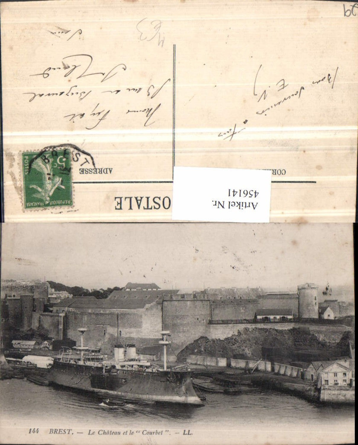 456141,Bretagne Finistere Brest Chateau et le Courbet Festung Dampfer