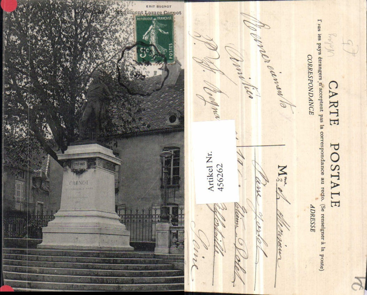 456262,Burgund Cote-Or Nolay Monument Lazare Carnot Statue
