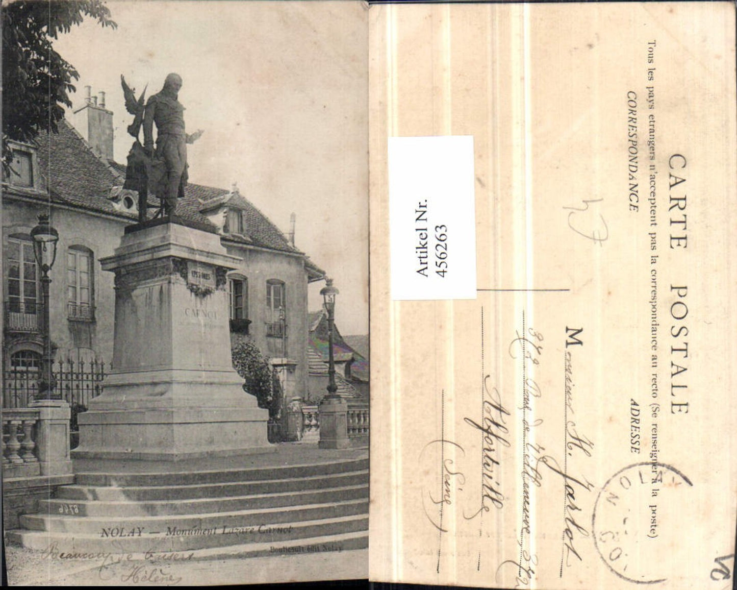 456263,Burgund Cote-Or Nolay Monument Lazare Carnot Statue