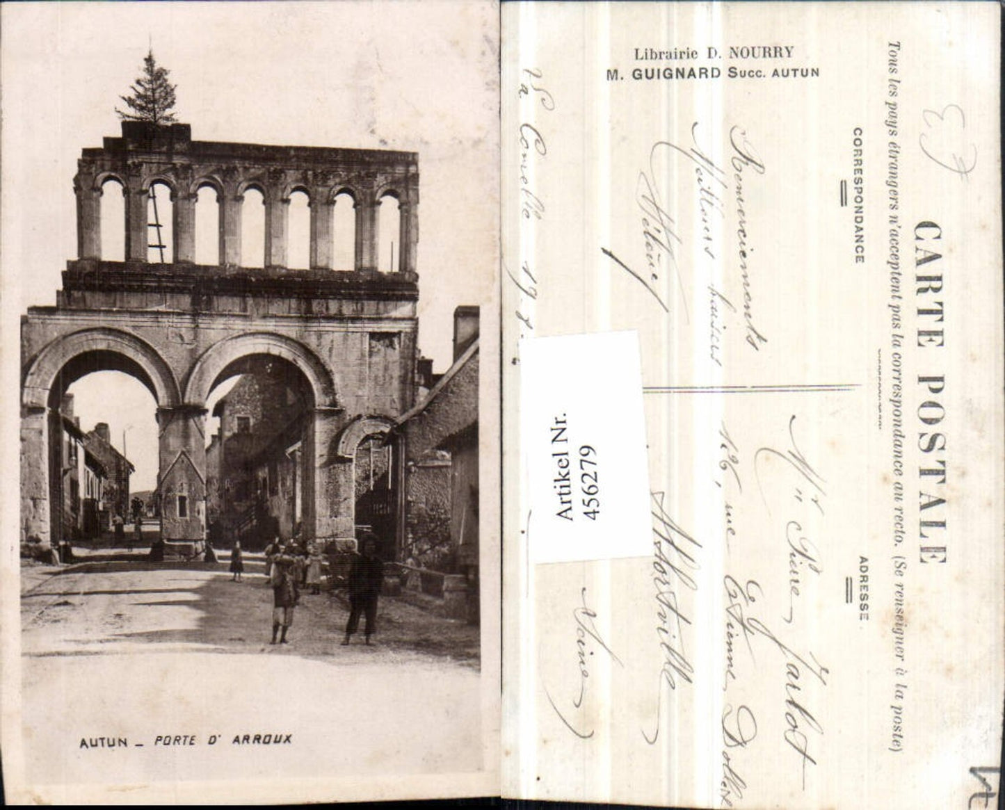 456279,Burgund Saone-et-Loire Autun Porte Arroux Tor Straßenansicht