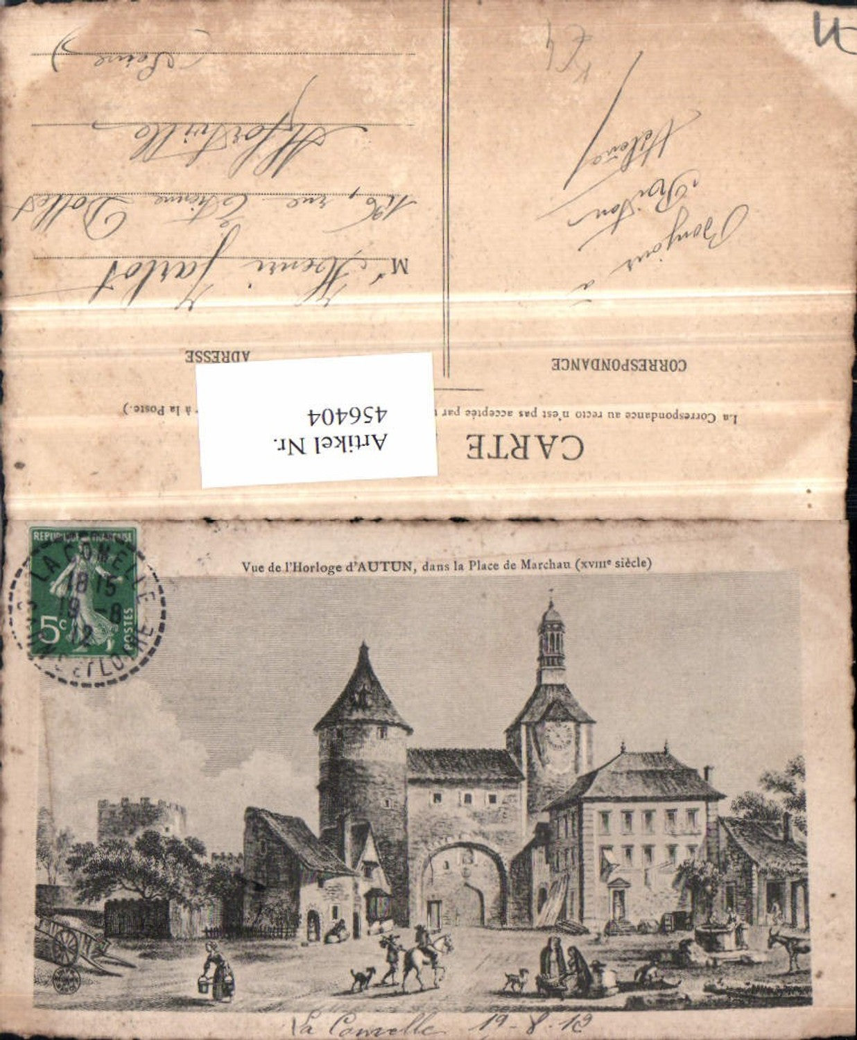 456404,Künstler AK Burgund Saone-et-Loire Autun Place Marchau Uhr Turm Tor