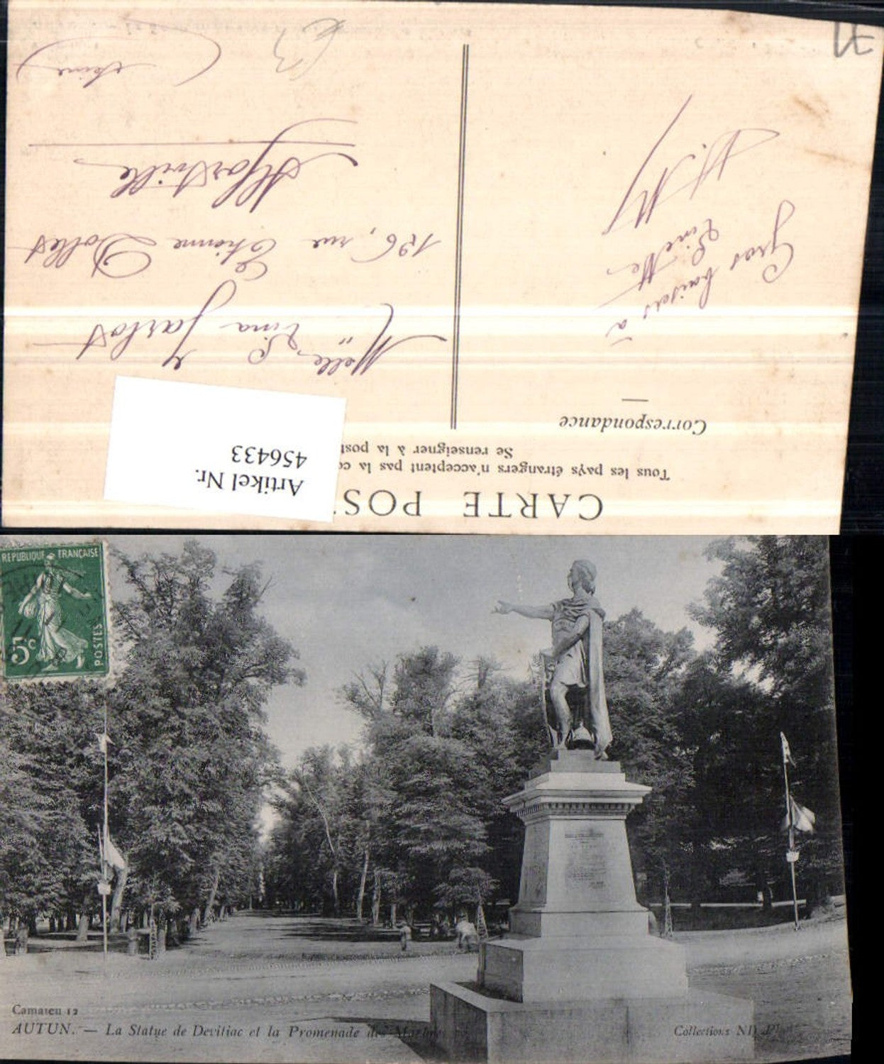 456433,Burgund Saone-et-Loire Autun Statue de Devitiac et Promenade Martres