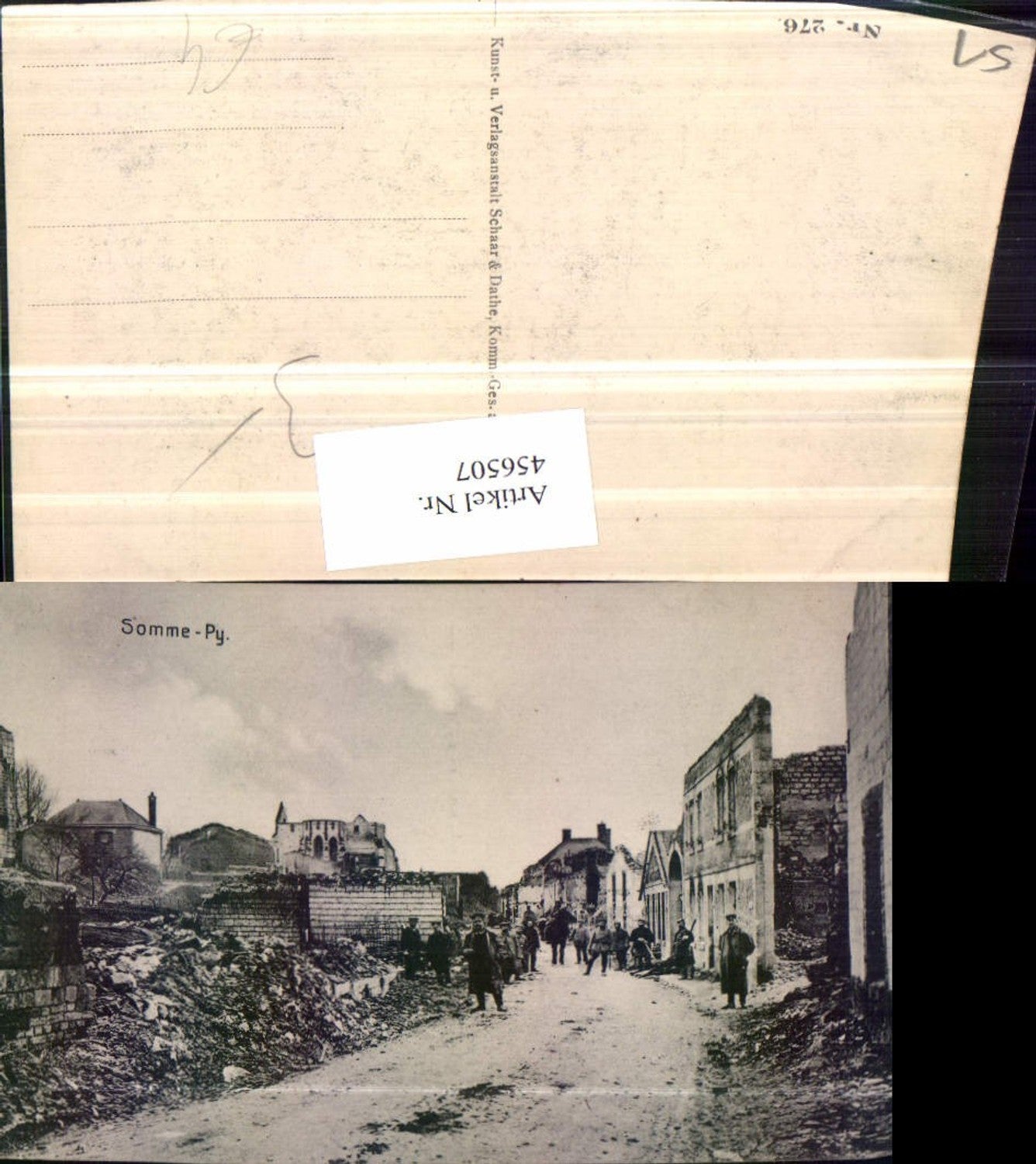 456507,Champagne-Ardenne Marne Somme-Py Zerstörung Straßenansicht