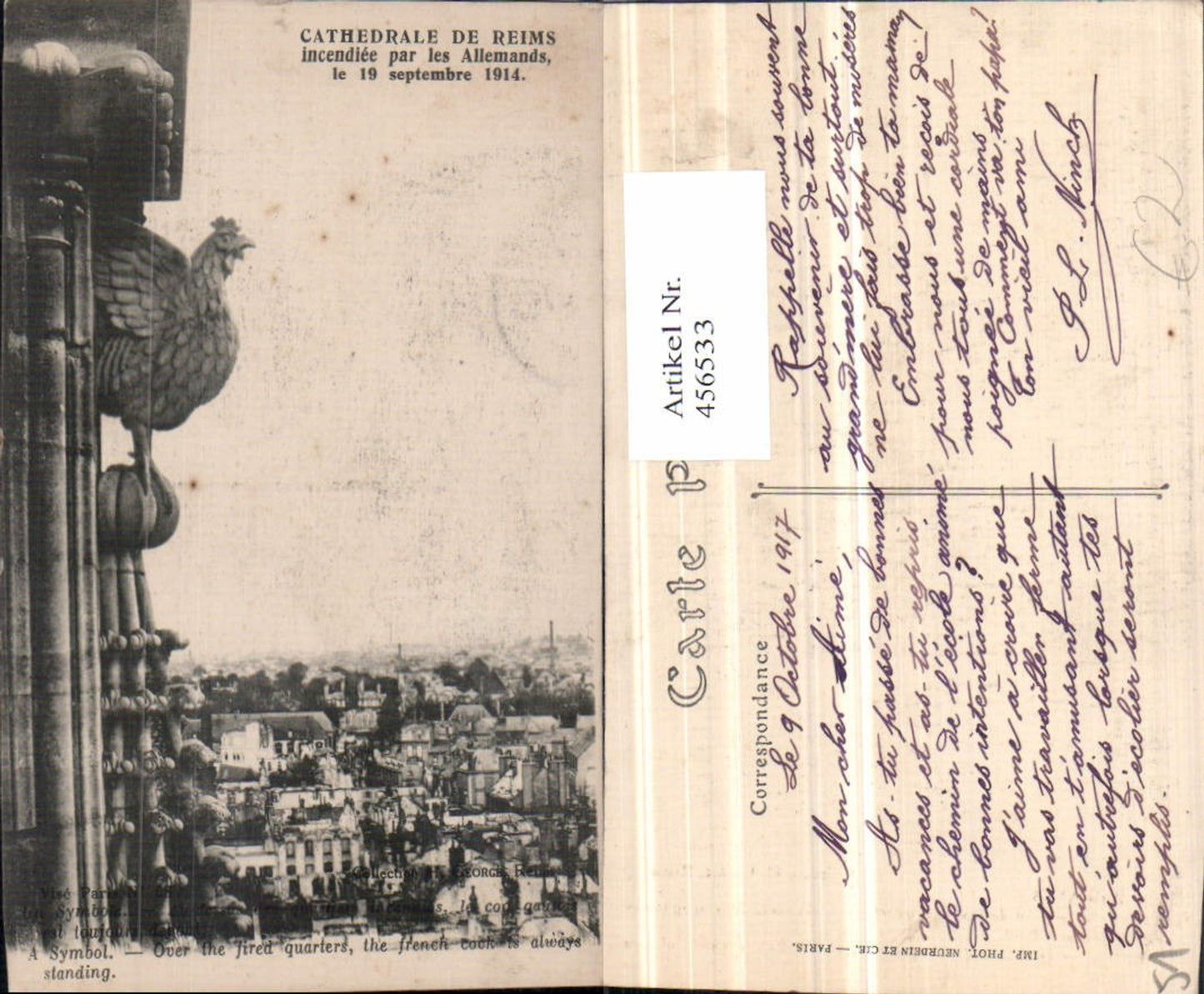 456533,Champagne-Ardenne Marne Reims Cathedrale Cock Hahn