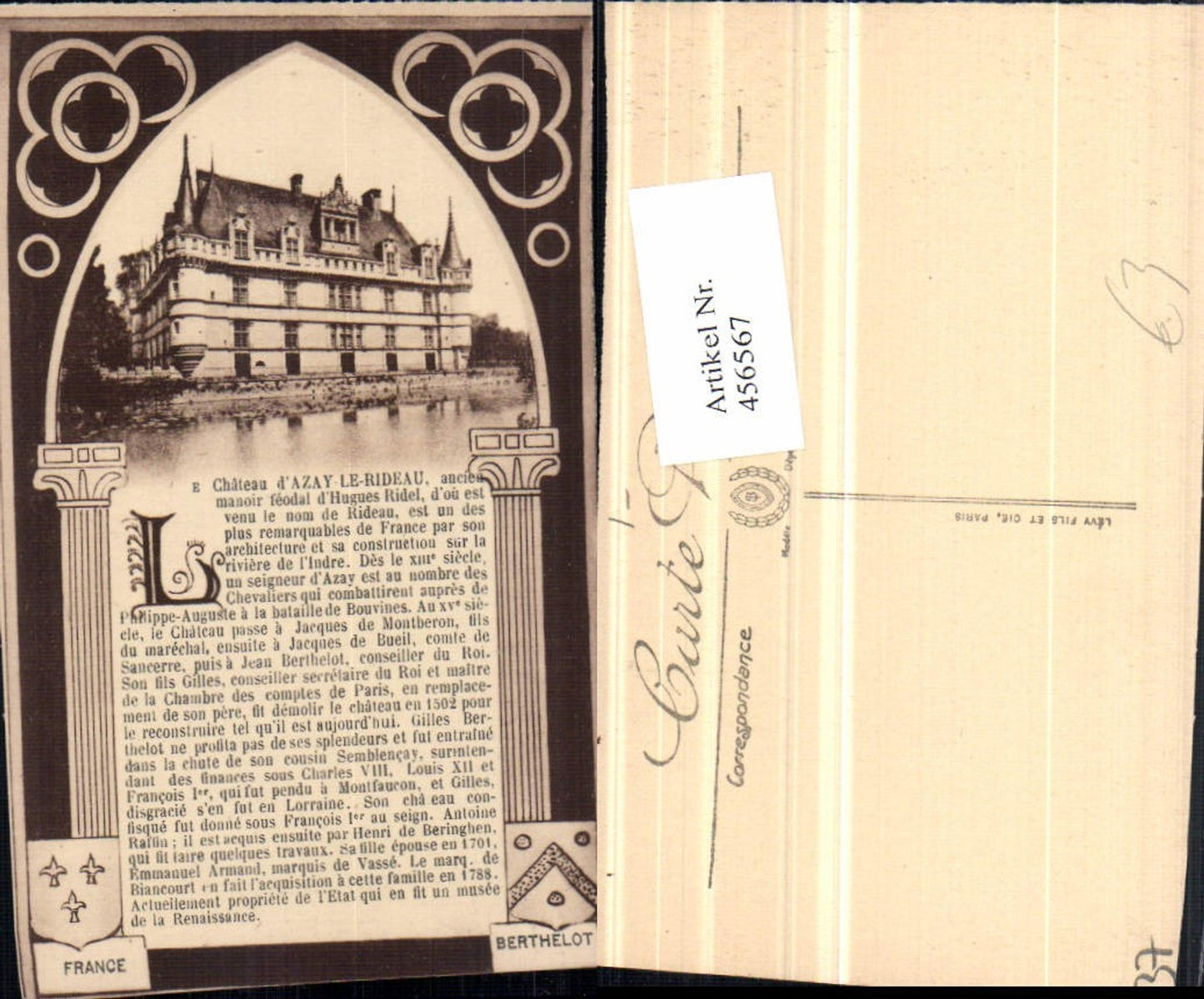 456567,Centre Indre-et-Loire Azay-le-Rideau Chateau Schloss Text