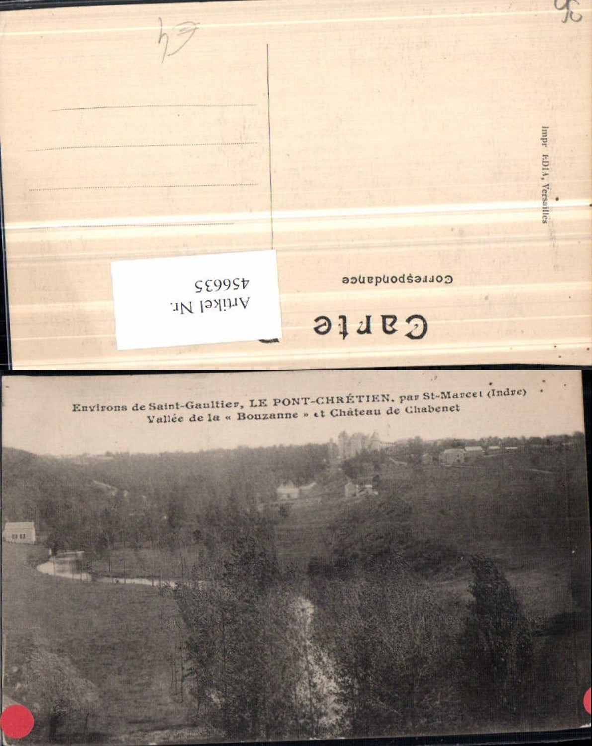 456635,Centre Indre Saint-Gaultier Pont-Chretien Vallee Bozanne et Chateau Chabenet
