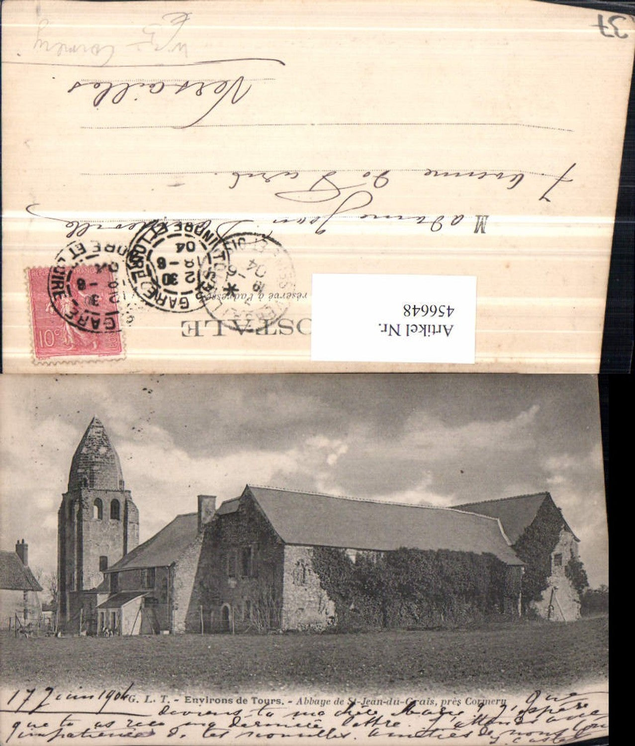 456648,Centre Indre-et-Loire Tours Abbaye St-Jean-du-Grais pres Cormeru Abtei