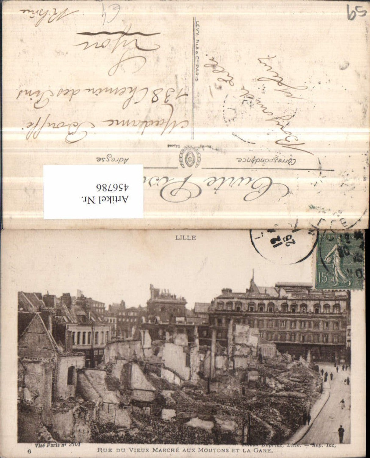 456786,Nord-Pas-de-Calais Nord Lille Rue du Vieux Marche Zerstörung Ruine