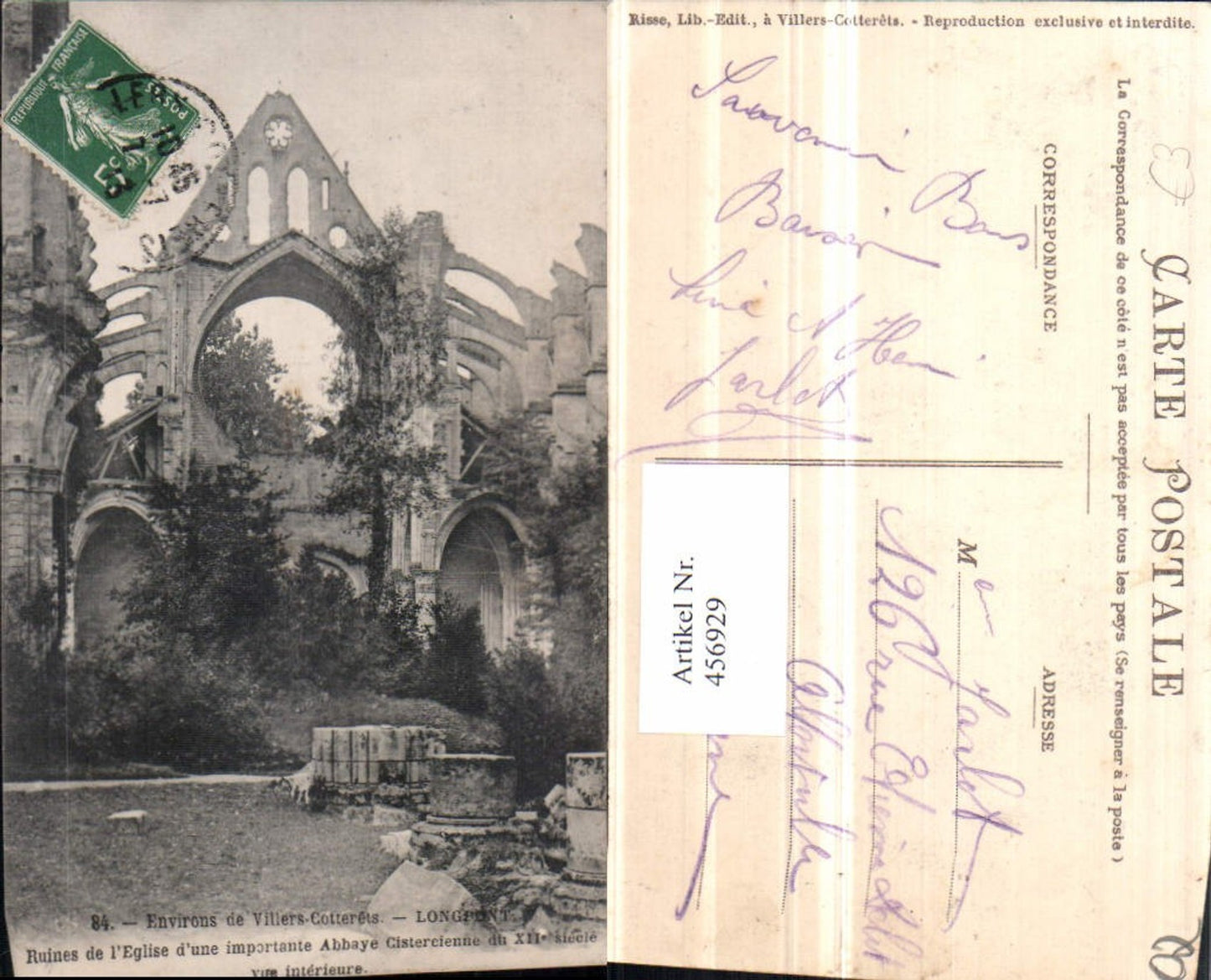 456929,Picardie Aisne Villers-Cotterets Longpont Ruines Eglise Ruine