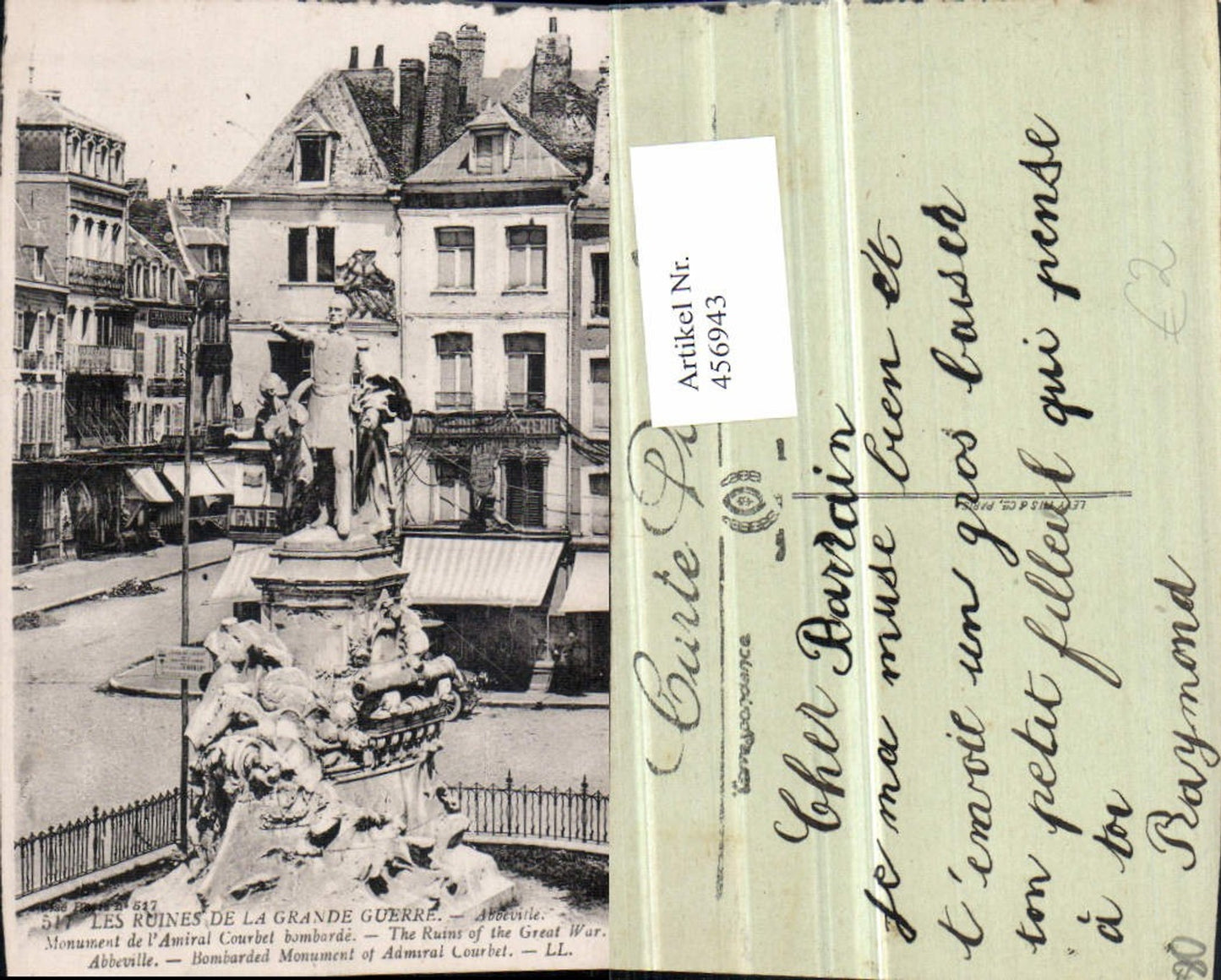 456943,Picardie Somme Abbeville Monument Amiral Courbet Statue