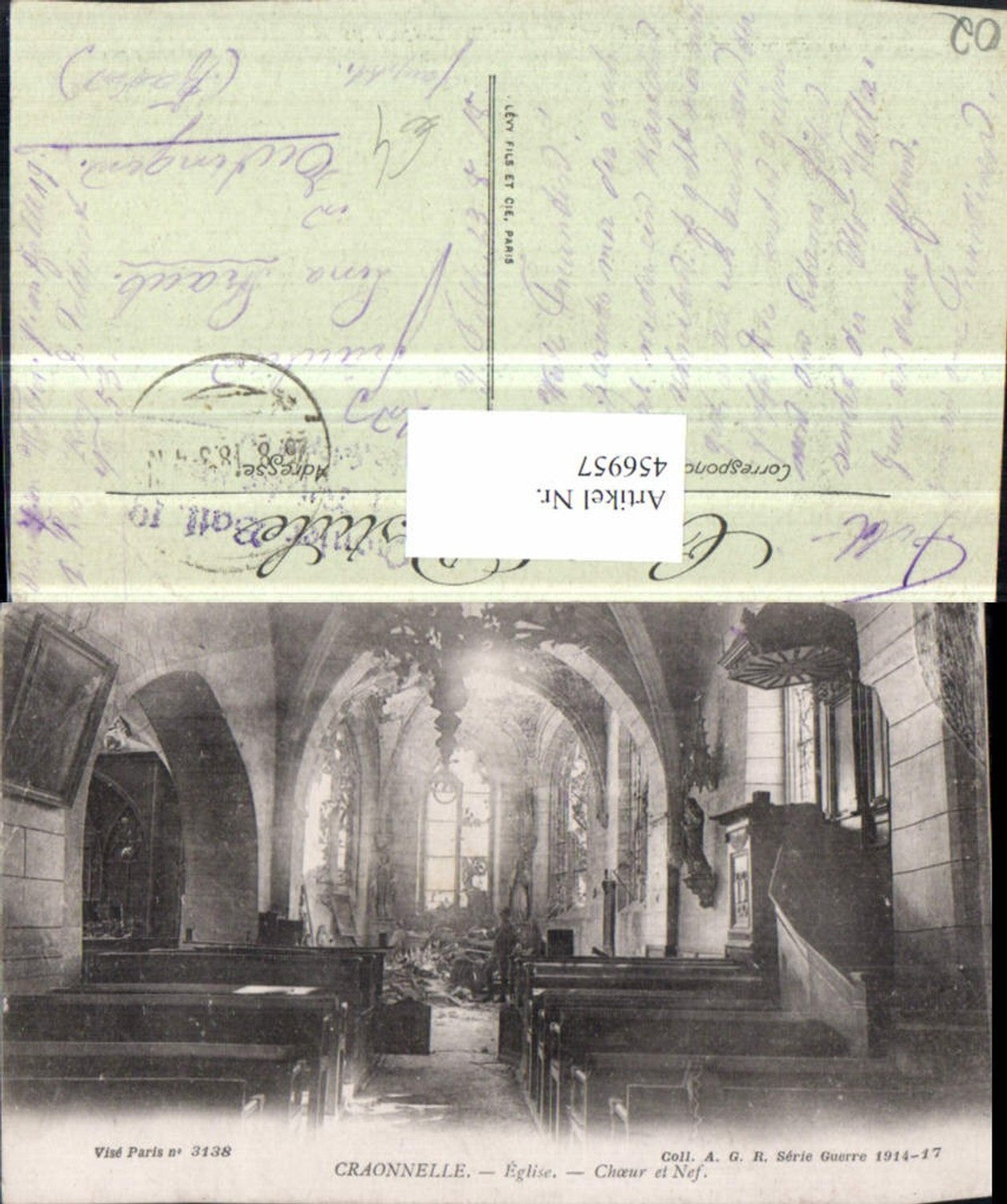 456957,Picardie Aisne Craonnelle Eglise Kirche Innenansicht Kanzel