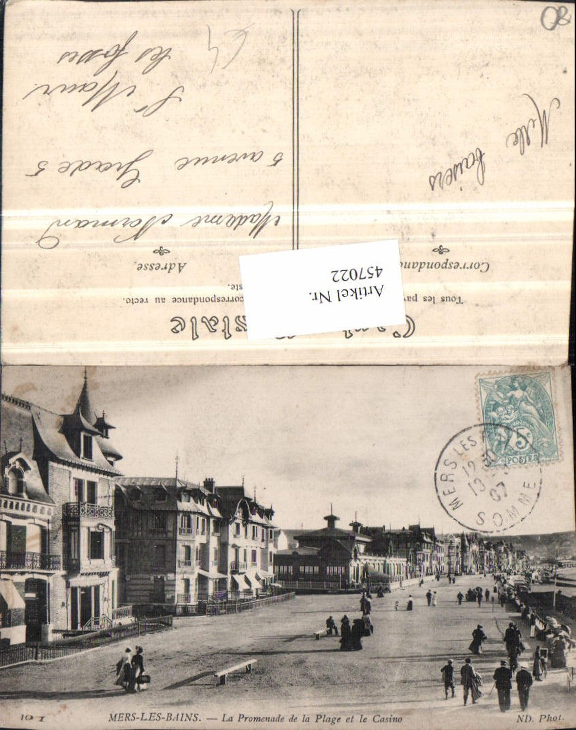 457022,Picardie Somme Mers-les-Bains Promenade de la Plage et Casino