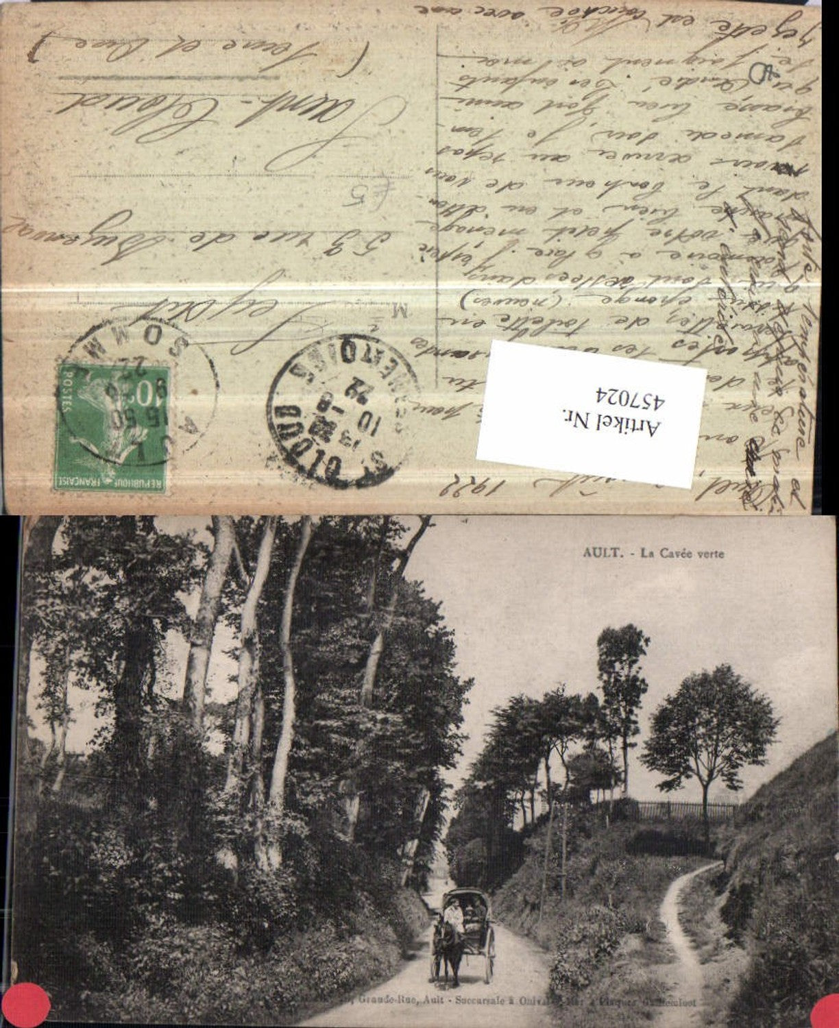 457024,Picardie Somme Ault La Cavee verte Straßenpartie Kutsche