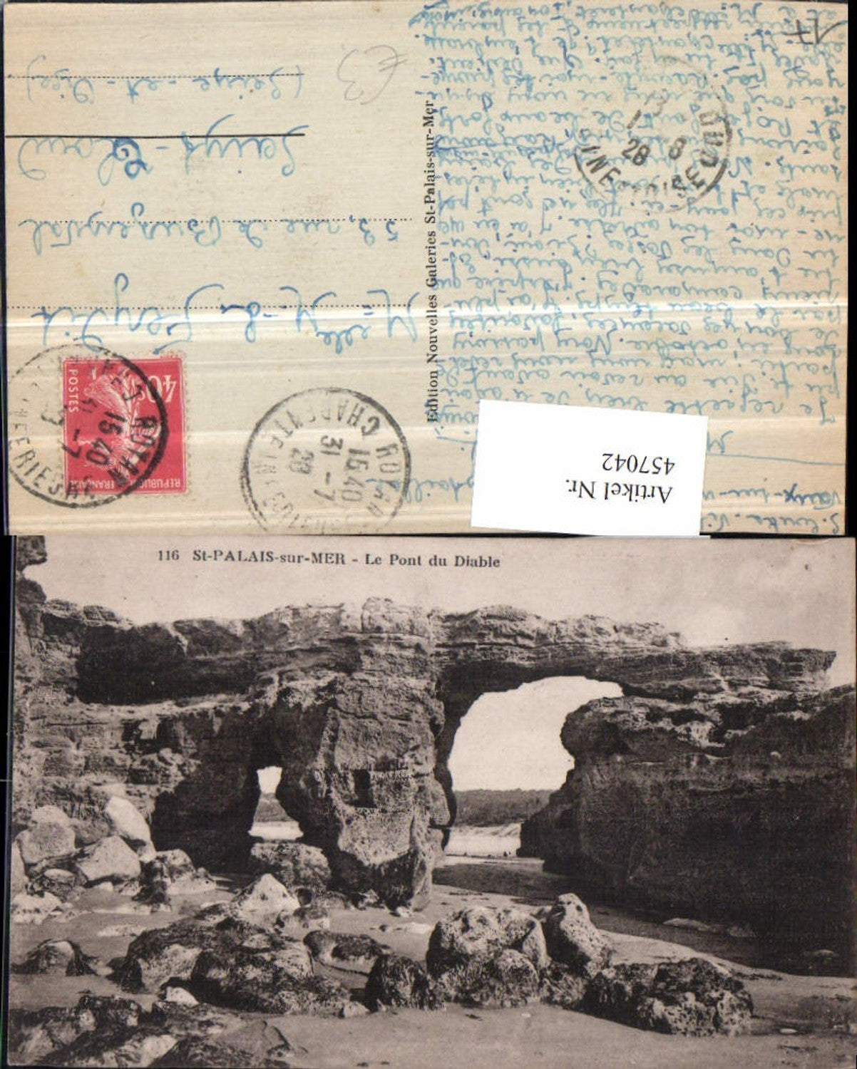 457042,Poitou-Charentes Charente-Maritime St-Palais-sur-Mer Pont Diable Felsen