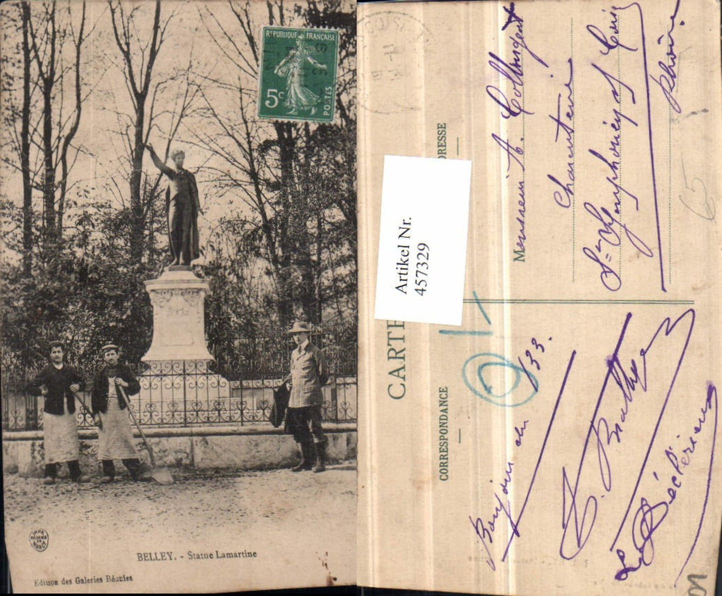 457329,Rhone-Alpes Ain Belley Statue Lamartine Denkmal