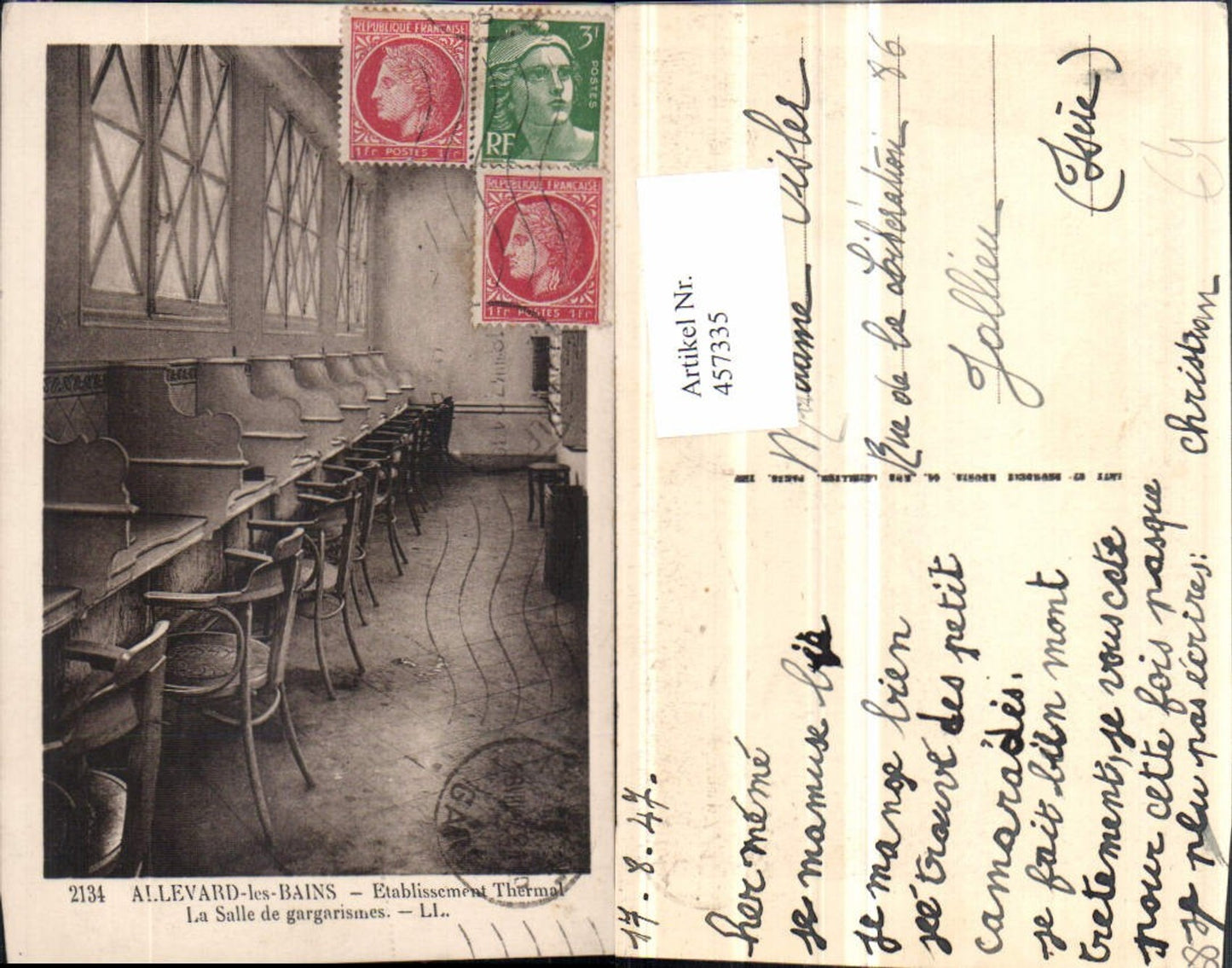 457335,Rhone-Alpes Isere Allevard-les-Bains Etablissement Thermal Salle gargarismes