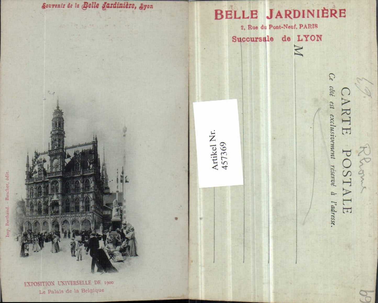 457369,Rhone-Alpes Rhone Lyon Exposition Universelle 1900 Palais Belgique
