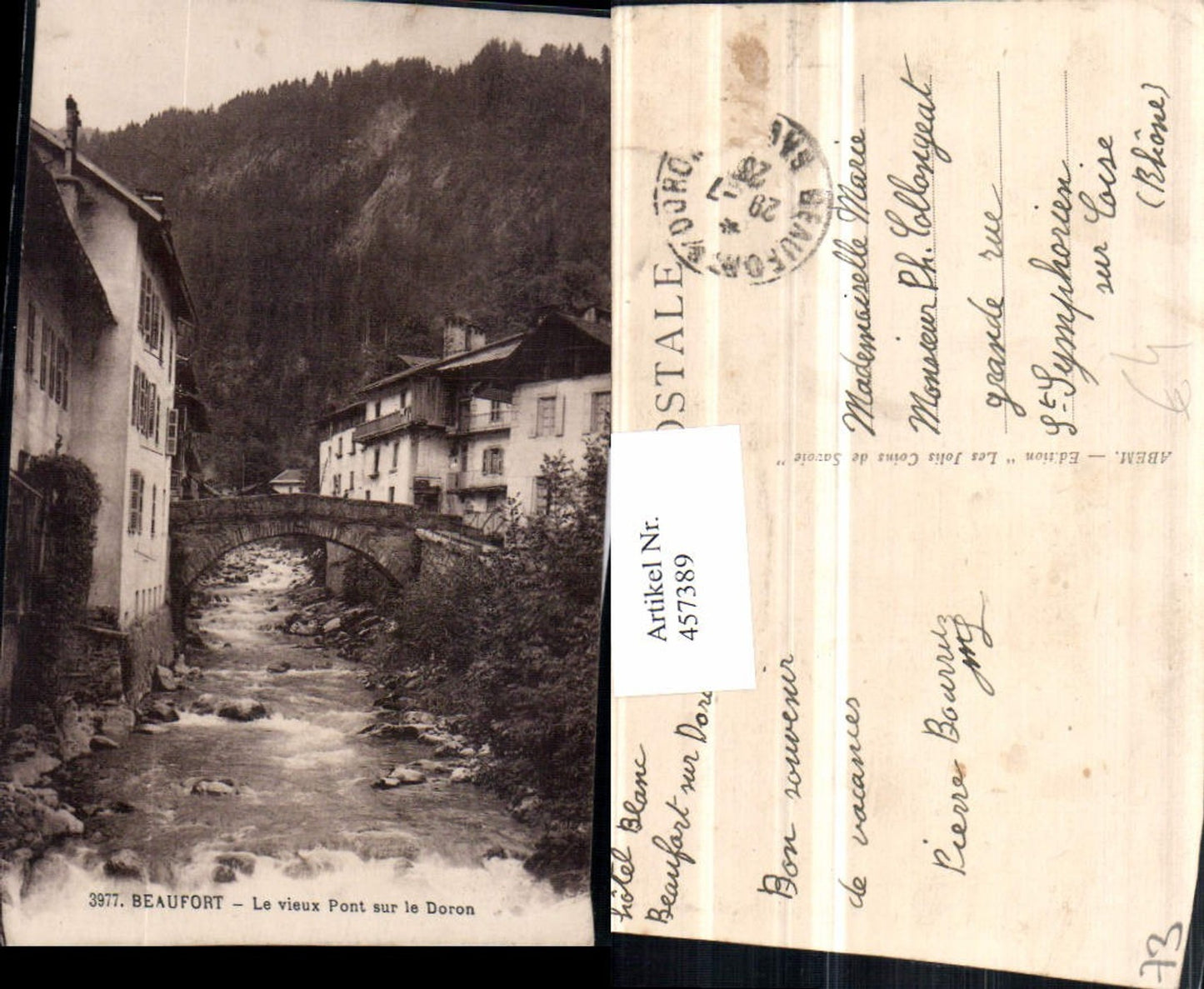 457389,Rhone-Alpes Savoie Beaufort Pont sur le Doron Brücke