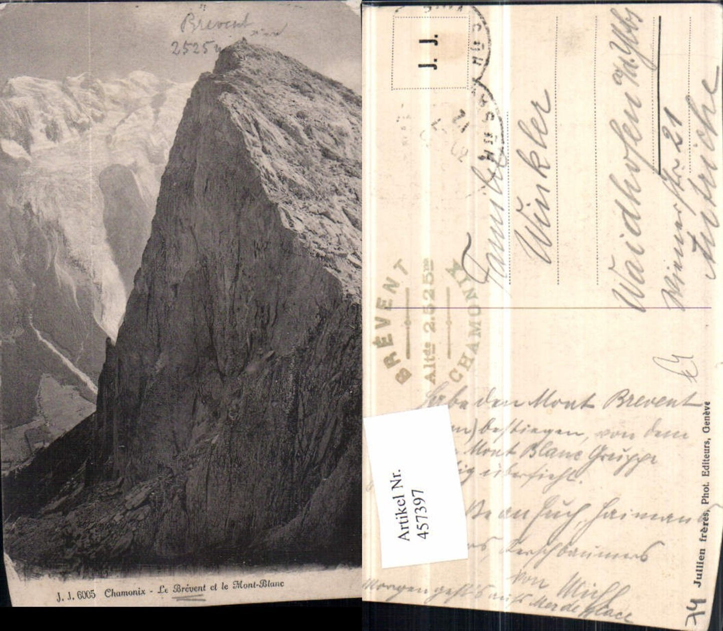 457397,Rhone-Alpes Haute-Savoie Chamonix Brevent et le Mont-Blanc Bergkulisse