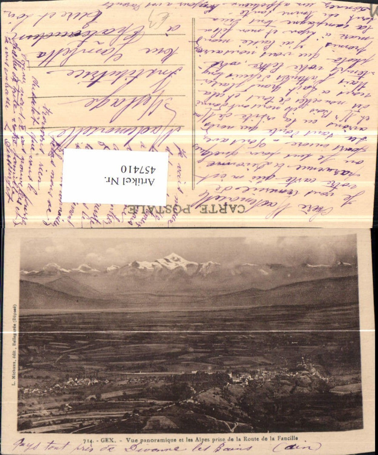 457410,Rhone-Alpes Ain Gex Vue panoramique Totale Bergkulisse
