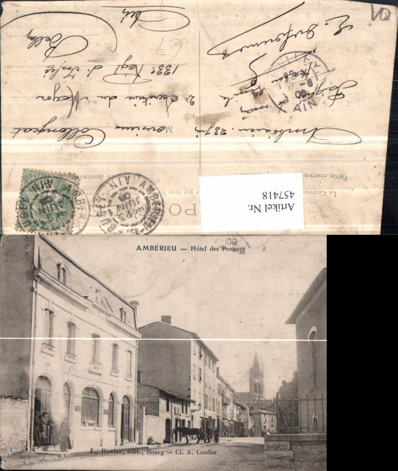 457418,Rhone-Alpes Ain Amberieu Hotel des Postes Straßenansicht Post