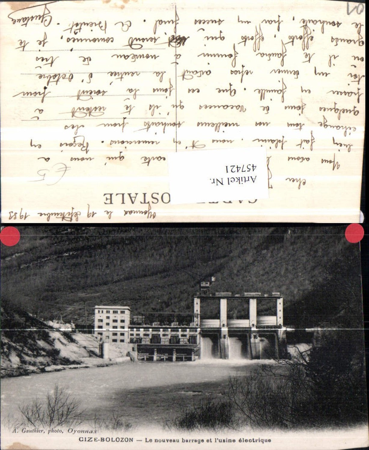 457421,Rhone-Alpes Ain Cize-Bolozon Barrage et usine electrique Wasserkraftwerk