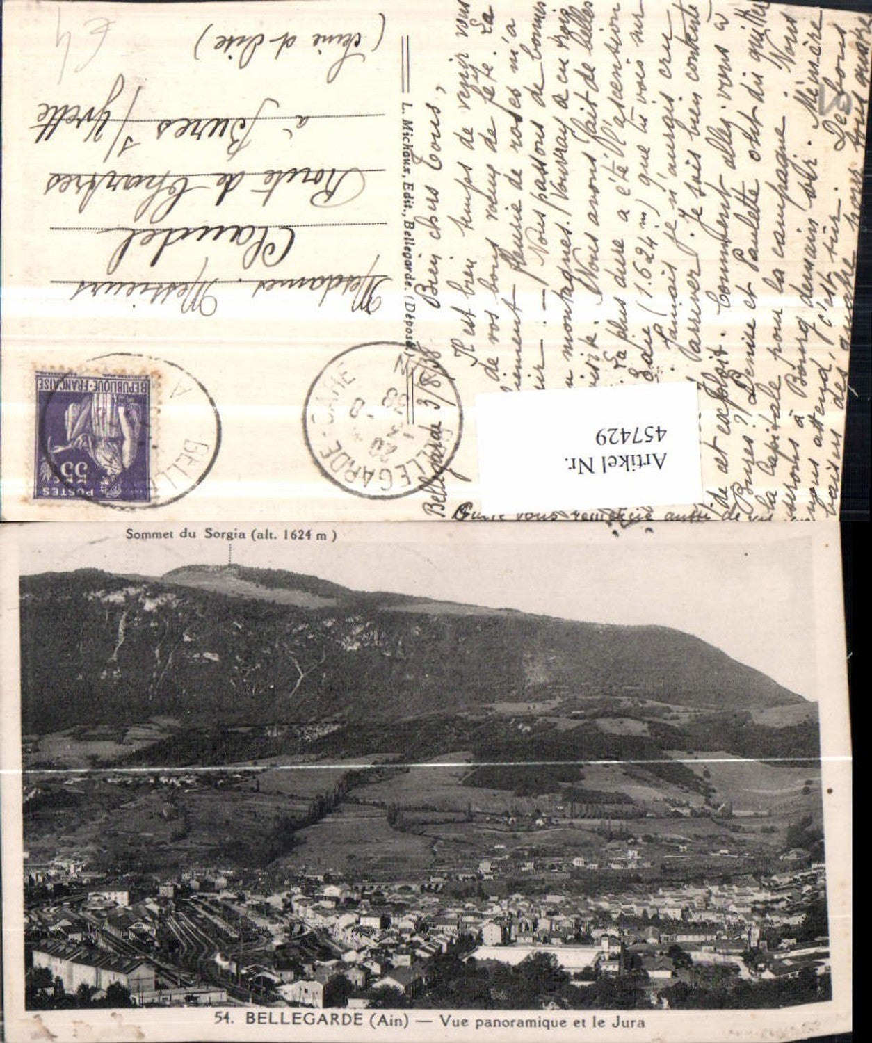 457429,Rhone-Alpes Ain Bellegarde Vue panoramique Totale