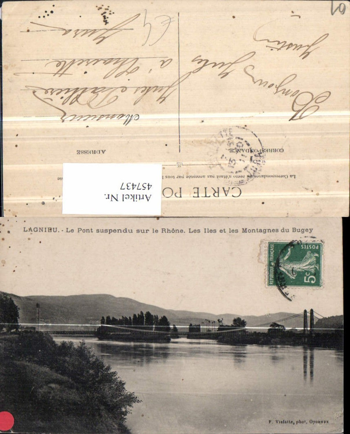 457437,Rhone-Alpes Ain Lagnieu Pont suspendu Brücke Fluss