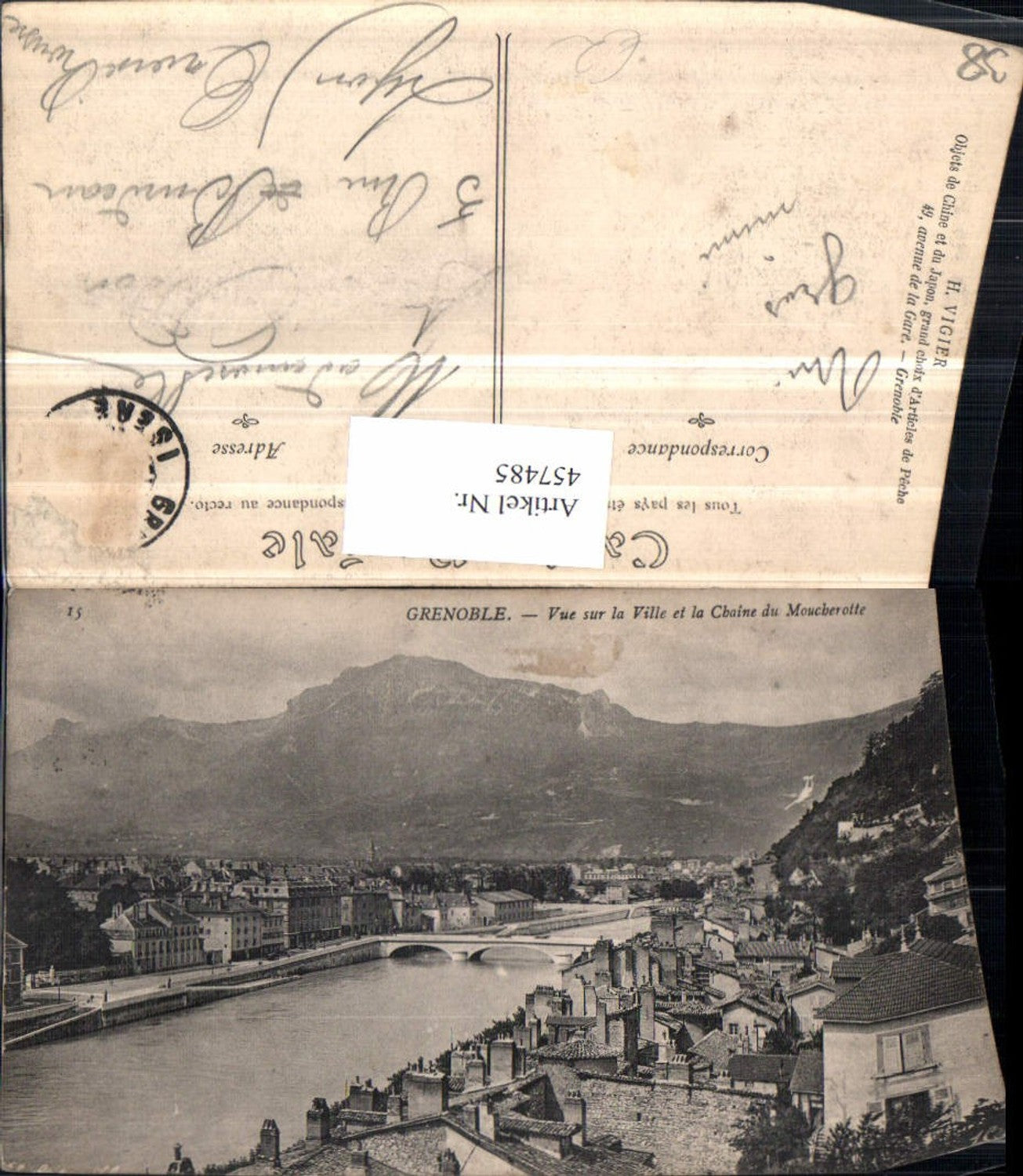 457485,Rhone-Alpes Isere Grenoble Vue sur la Ville Totale Bergkulisse