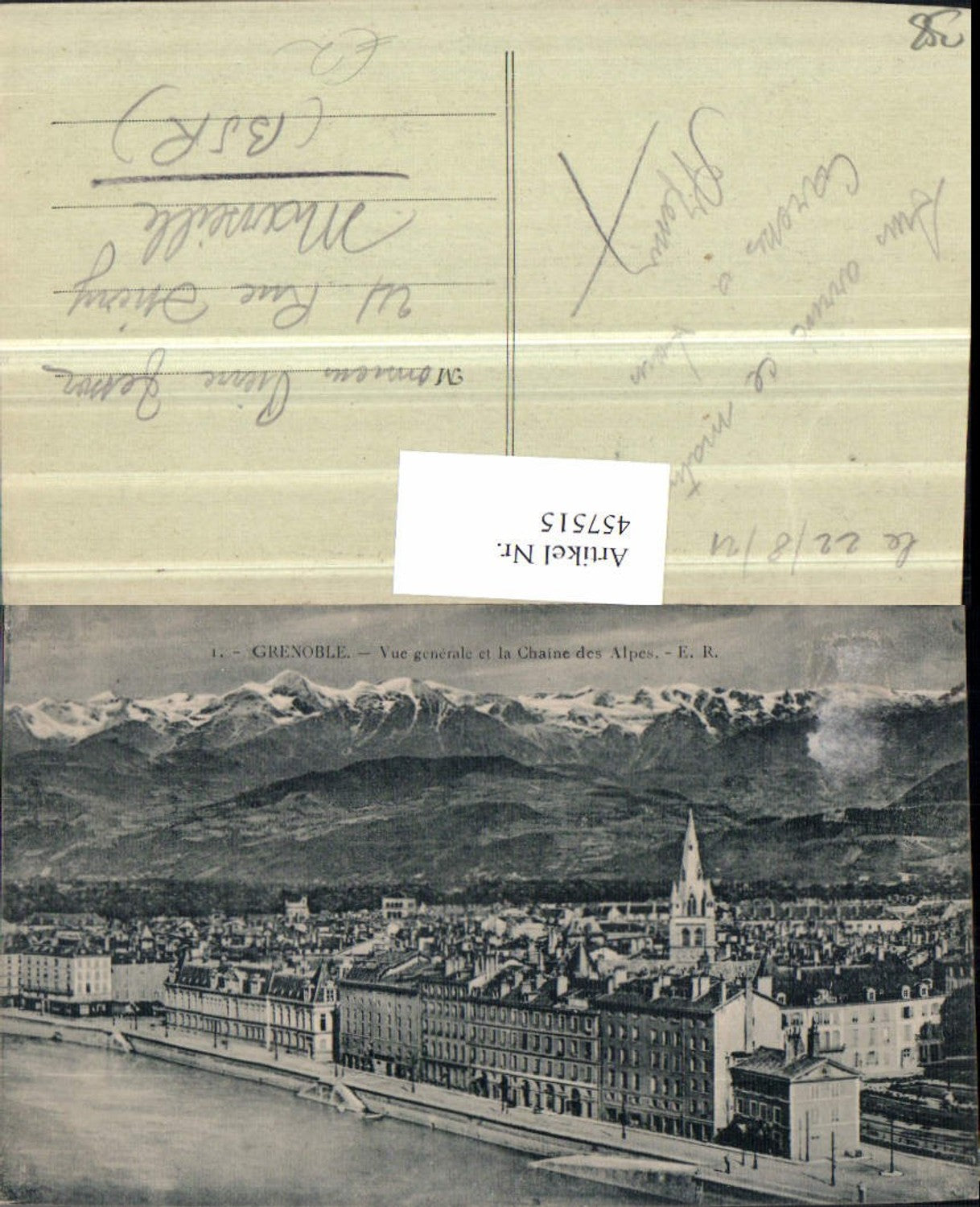 457515,Rhone-Alpes Isere Grenoble Vue generale Totale Bergkulisse