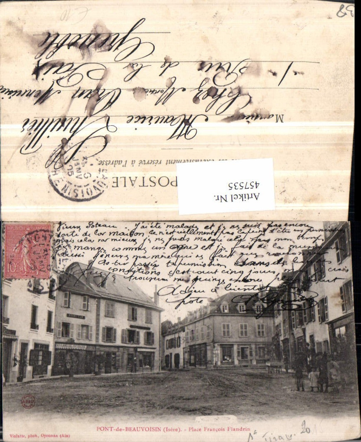 457535,Rhone-Alpes Isere Pont-de-Beauvoisin Place Francois Flandrin Platz