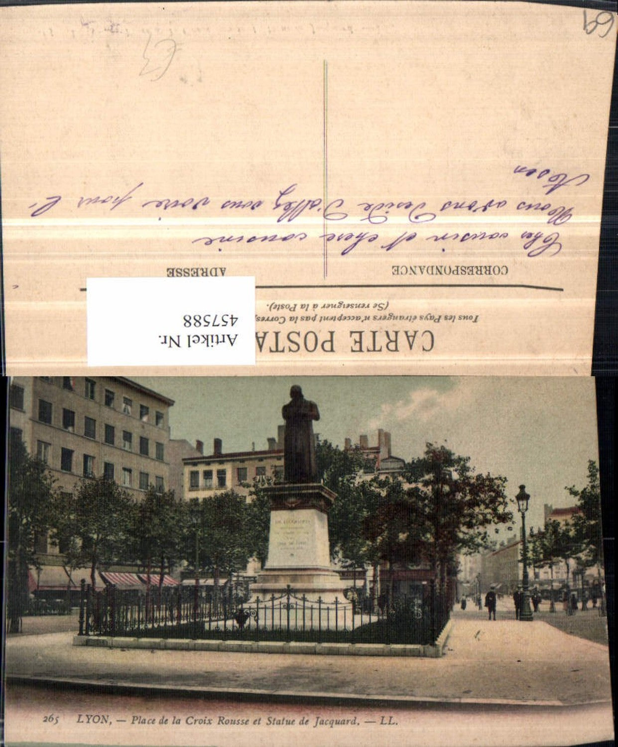 457588,Rhone-Alpes Rhone Lyon Place Croix Rousse et Statue Jacquard