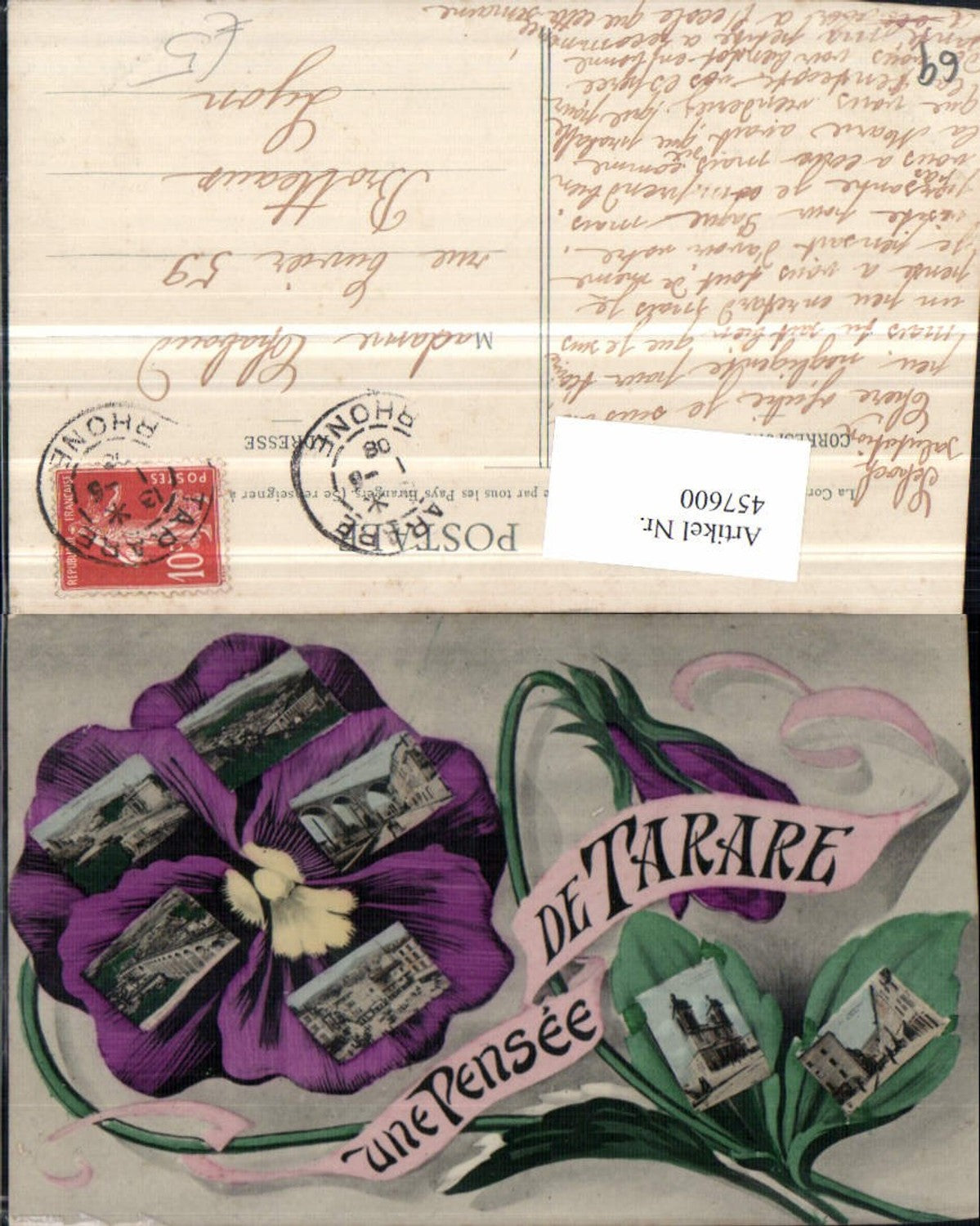 457600,Rhone-Alpes Rhone Pensee de Tarare Totale Viadukt Kirche Mehrbildkarte Blume