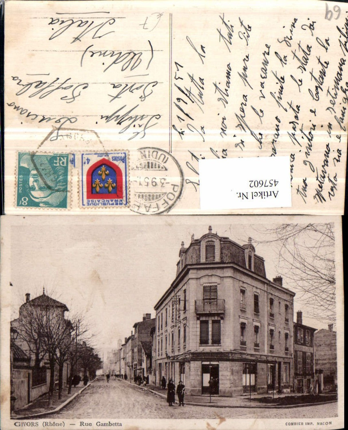 457602.Rhone-Alpes Rhone Givors Rue Gambetta Straßenansicht