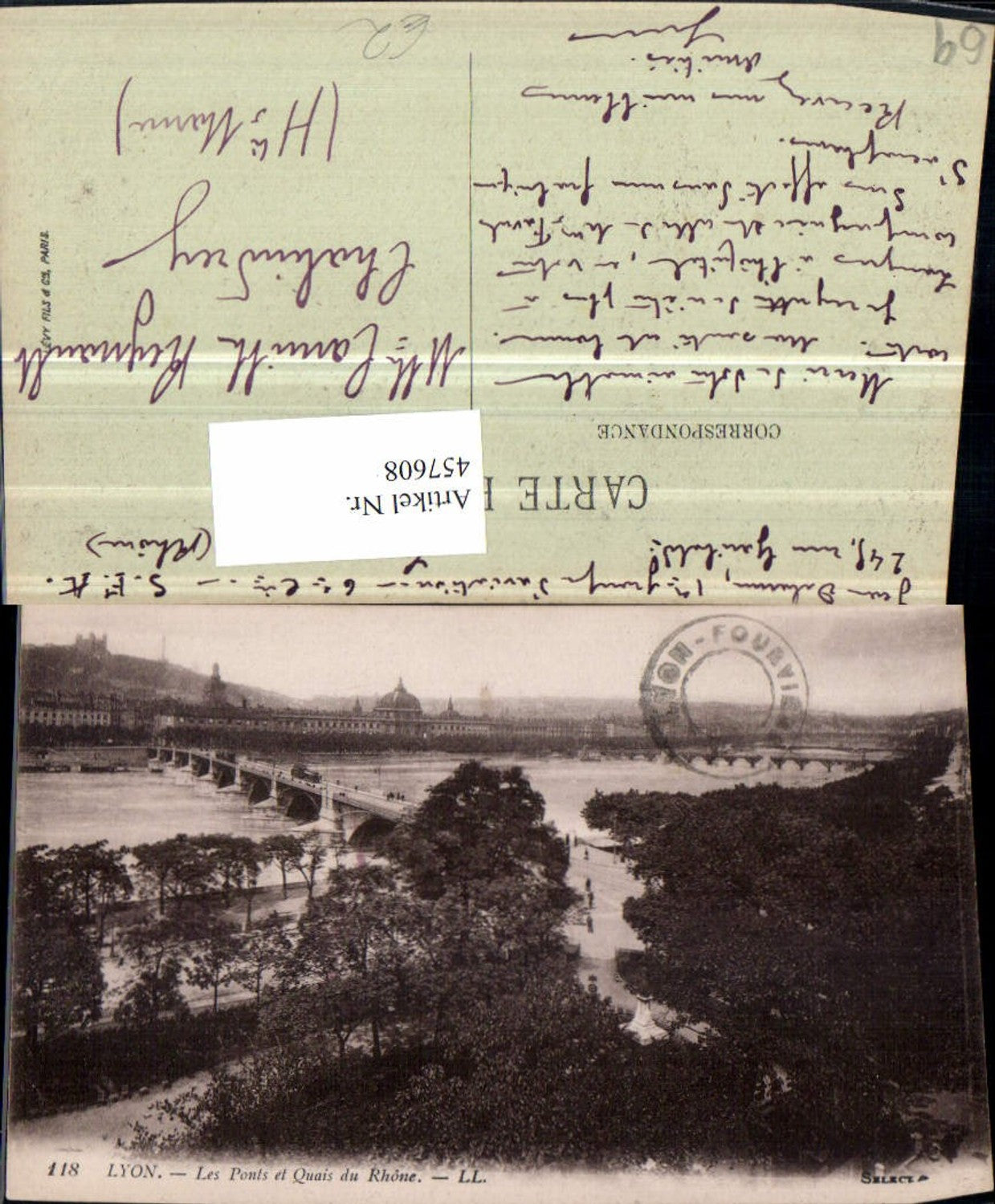 457608.Rhone-Alpes Rhone Lyon Ponts et Quais du Rhone Brücken