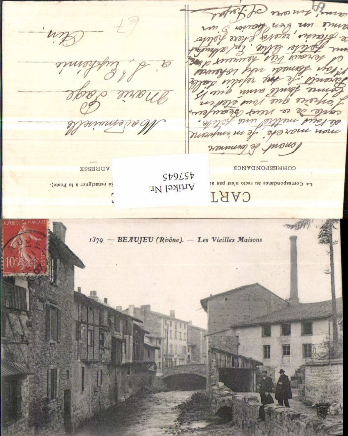 457645.Rhone-Alpes Rhone Beaujeu Vieilles Maisons Häuser Fluss