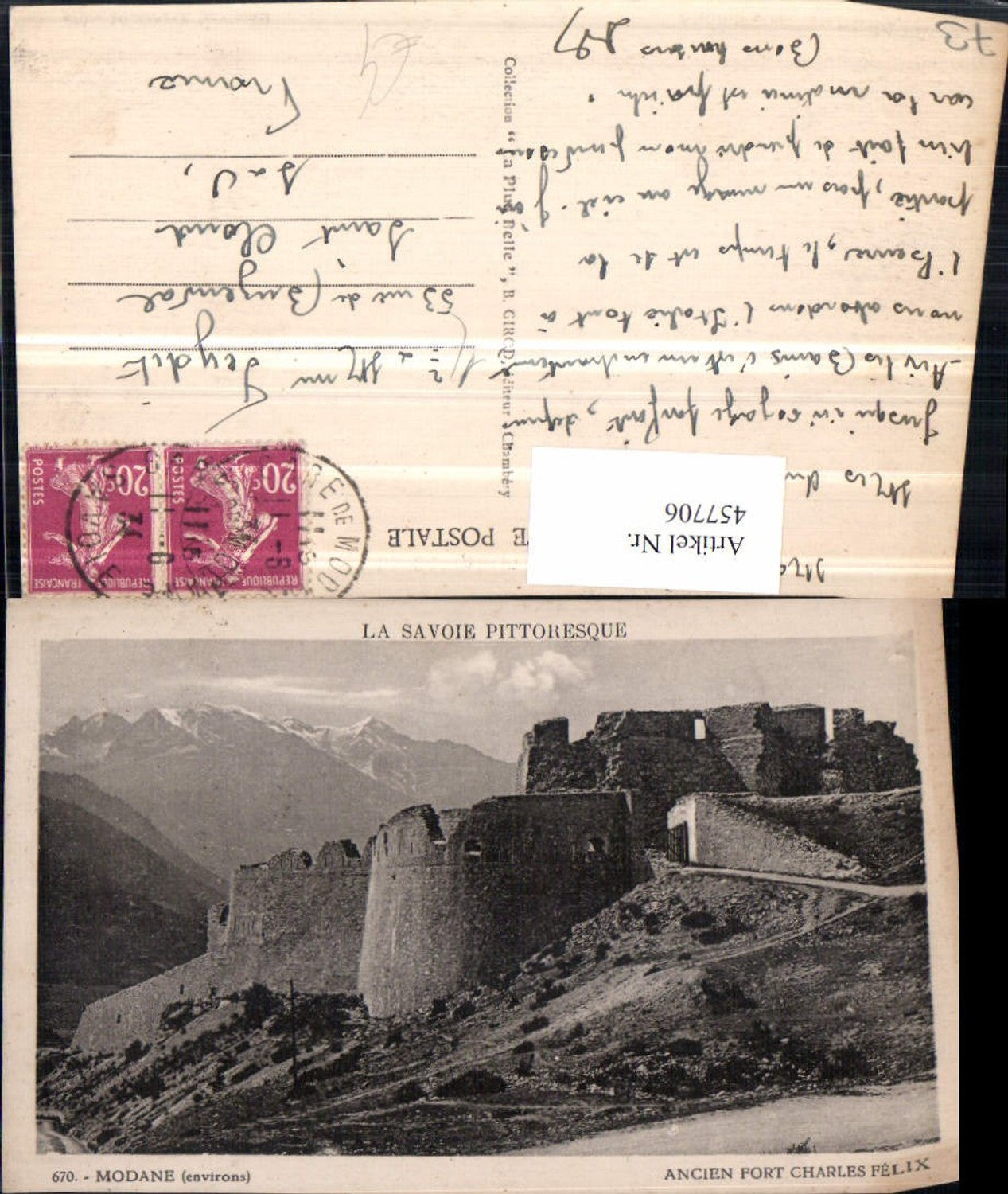 457706,Rhone-Alpes Savoie Modane Fort Charles Felix Festung Bergkulisse