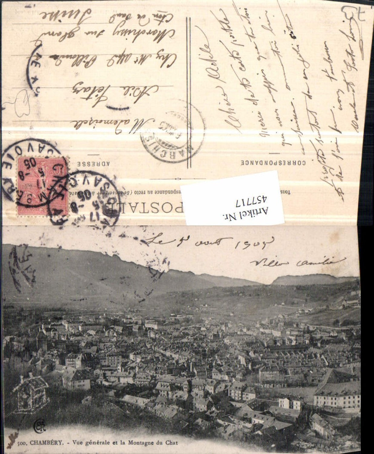 457717,Rhone-Alpes Savoie Chambery Vue generale et Montagne du Chat Totale