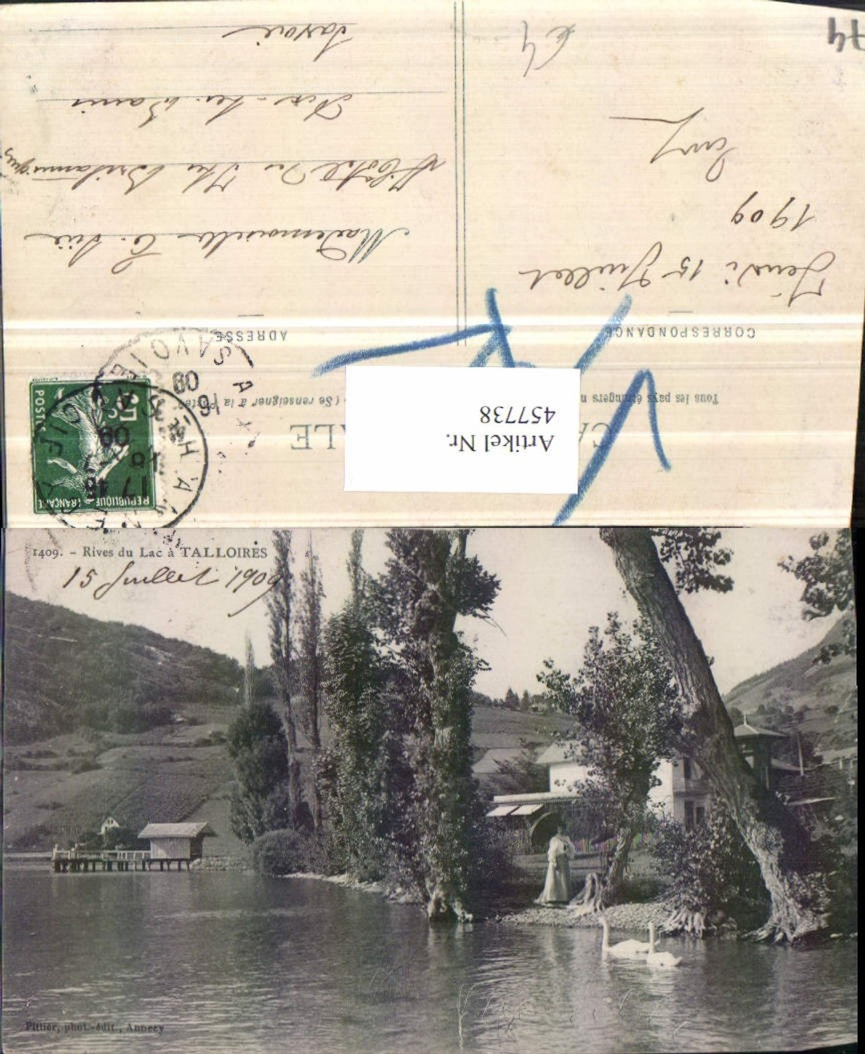 457738,Rhone-Alpes Haute-Savoie Rives du Lac a Talloires See Schwäne