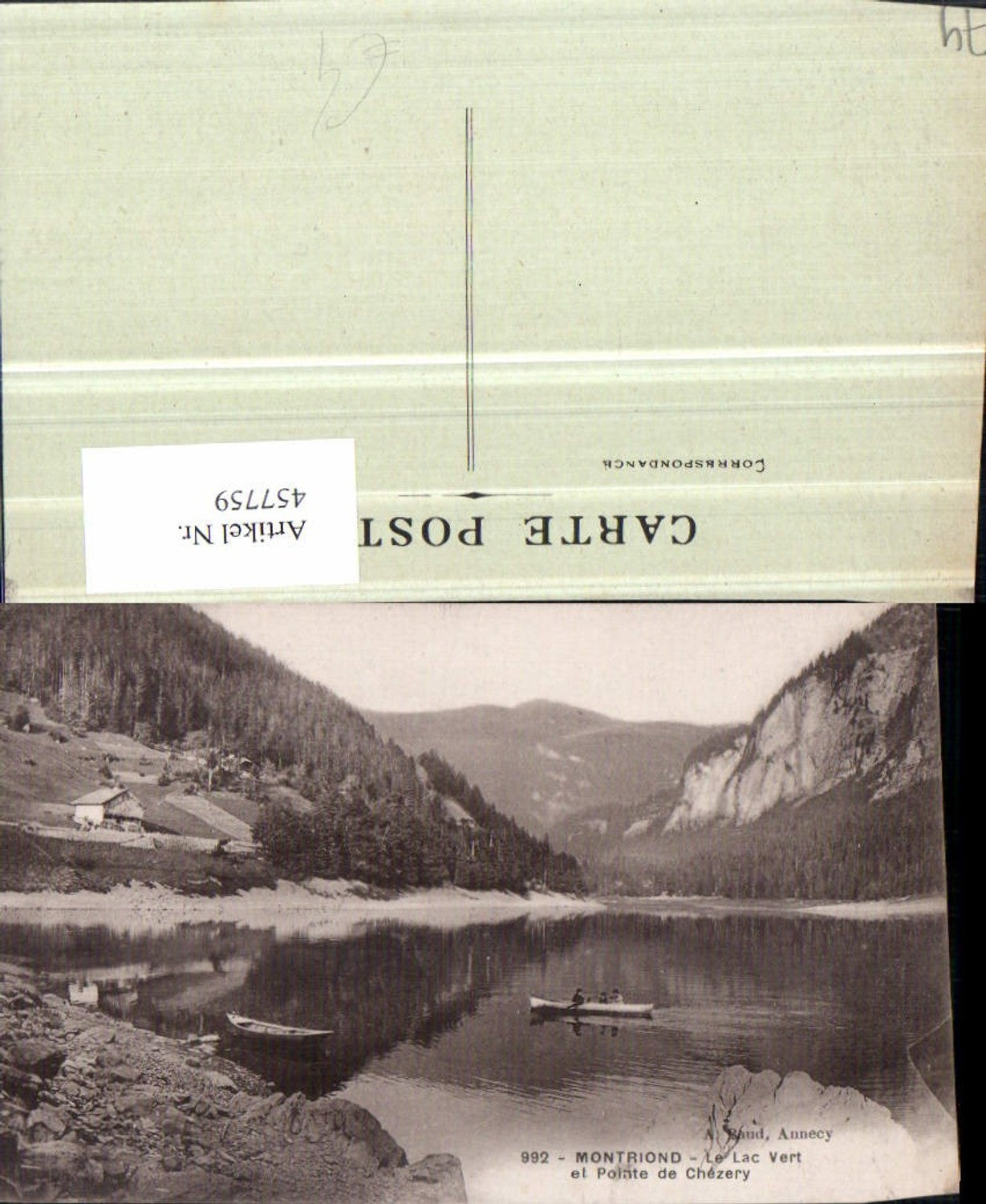 457759,Rhone-Alpes Haute-Savoie Montriond Lac Vert See Ruderboot