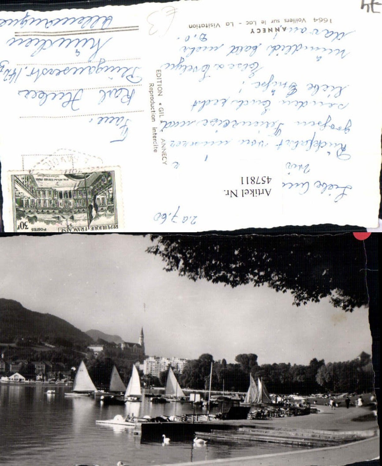 457811,Rhone-Alpes Haute-Savoie Annecy Voiliers sur le Lac See Boote
