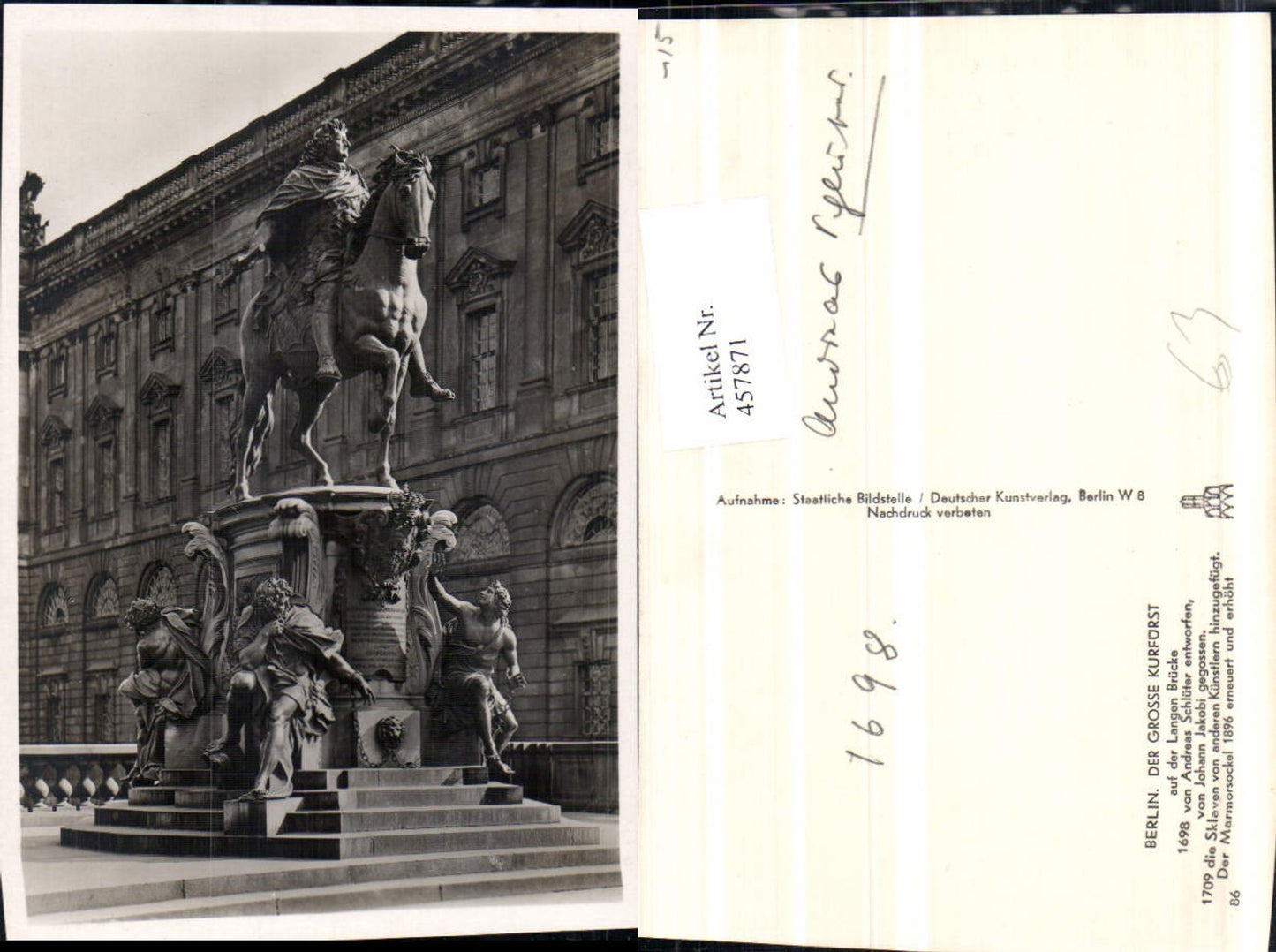 457871,Berlin Große Kurfürst Denkmal Statue