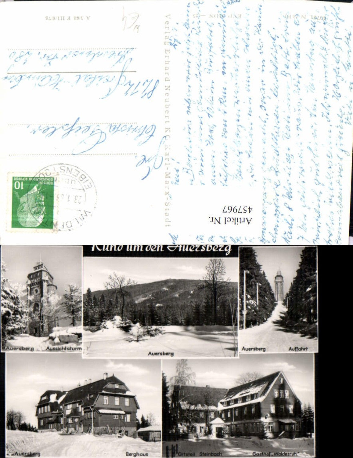 457967,Auersberg Aussichtsturm Berghaus Gasthof Mehrbildkarte