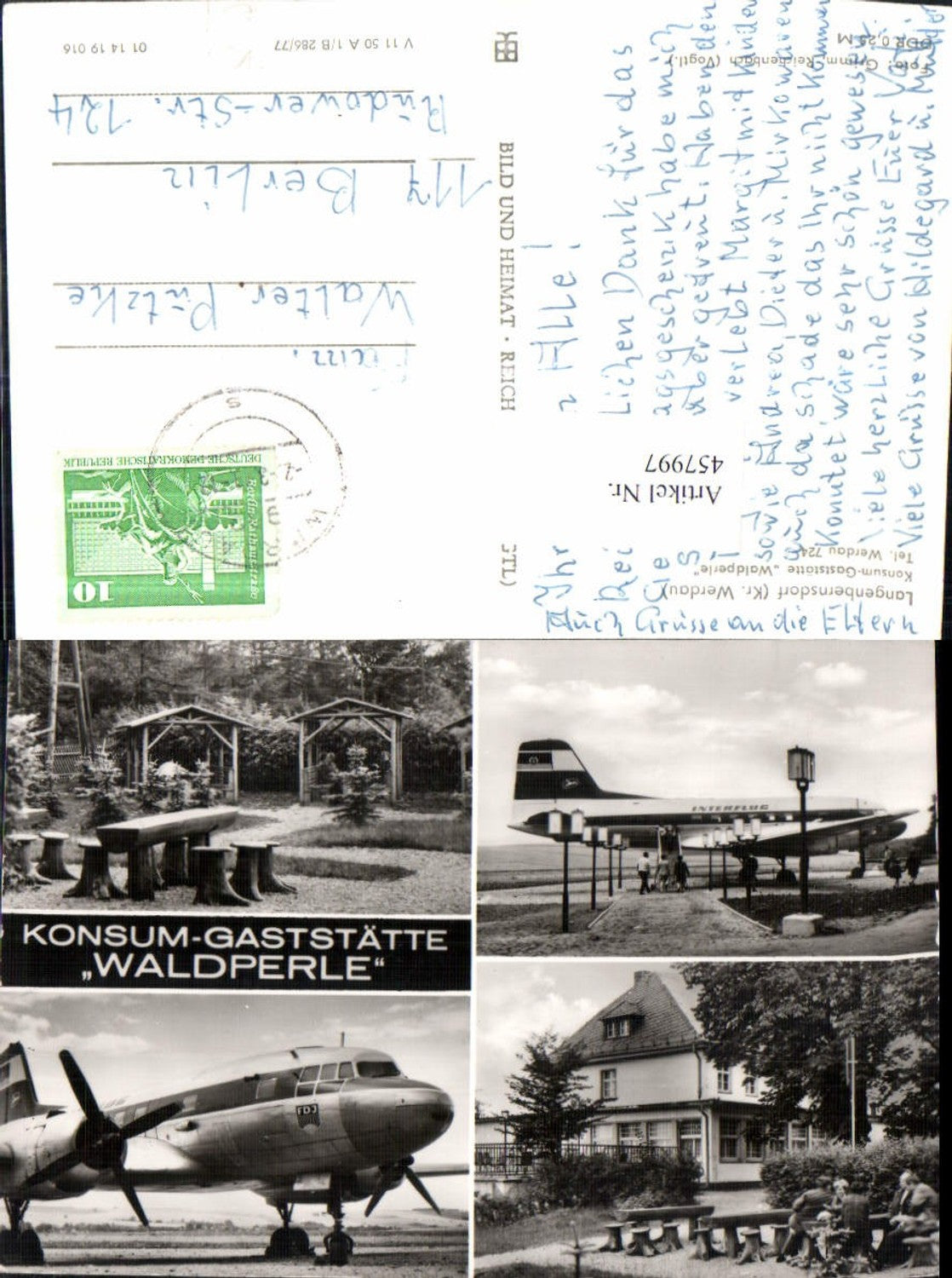 457997,Langenbernsdorf Gaststätte Waldperle Flugzeug Mehrbildkarte pub VEB