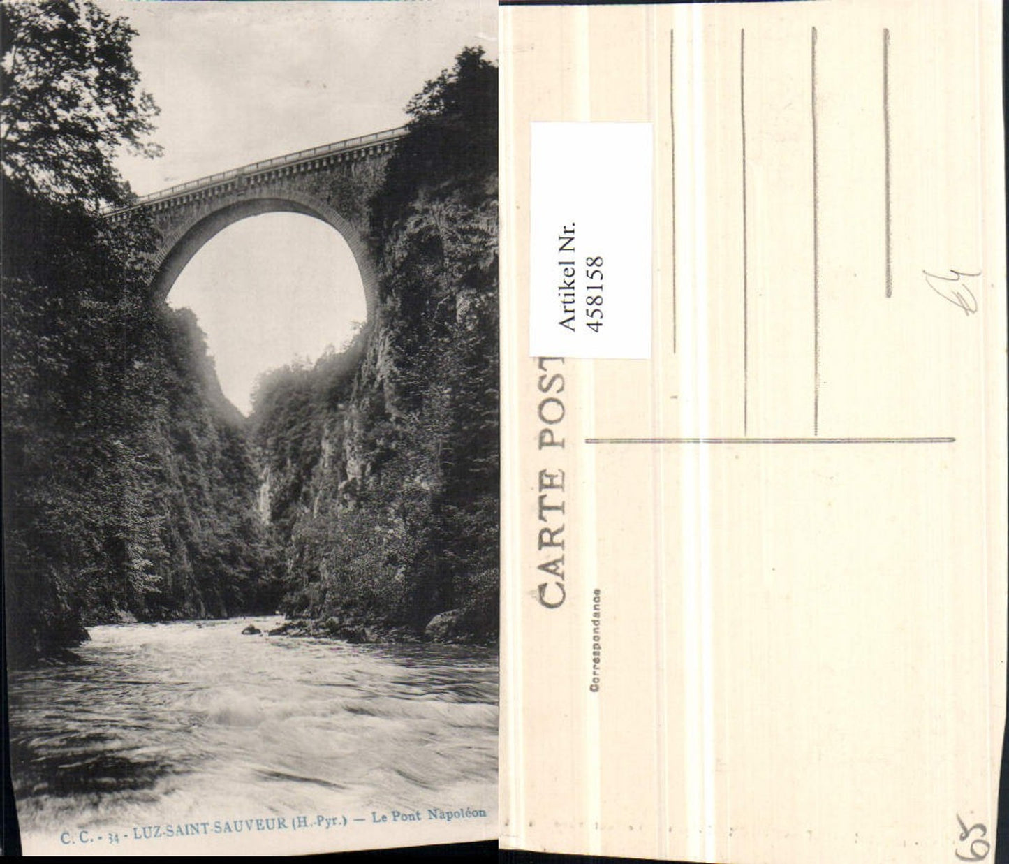 458158,Midi-Pyrenees Hautes-Pyrenees Luz-Saint-Sauveur Pont Napoleon Brücke