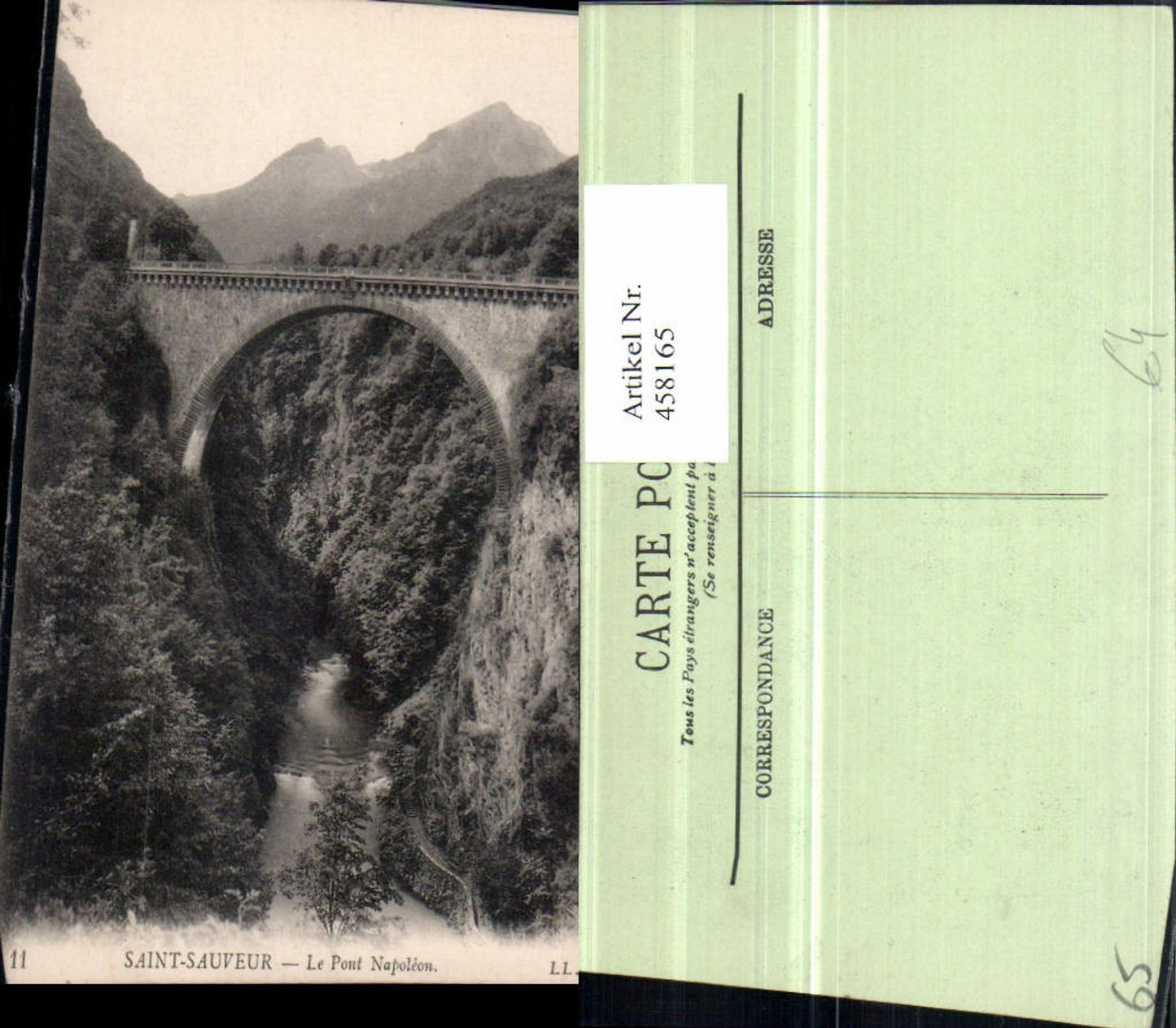 458165,Midi-Pyrenees Hautes-Pyrenees Saint-Sauveur Pont Napoleon Brücke