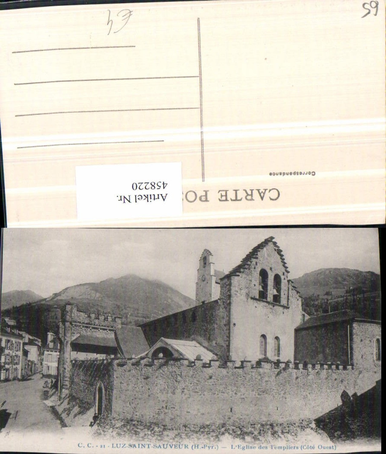 458220,Midi-Pyrenees Hautes-Pyrenees Luz-Saint-Sauveur Eglise Templiers Kirche