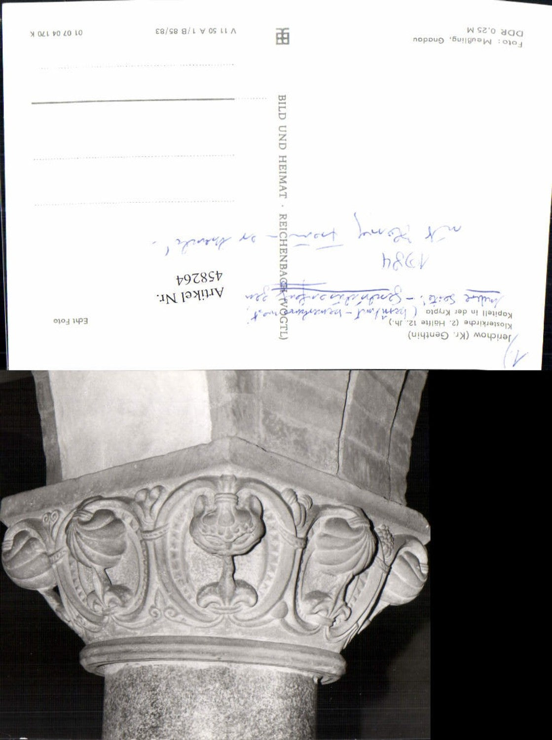458264,Jerichow Klosterkirche Kapitell Krypta Stuck pub VEB